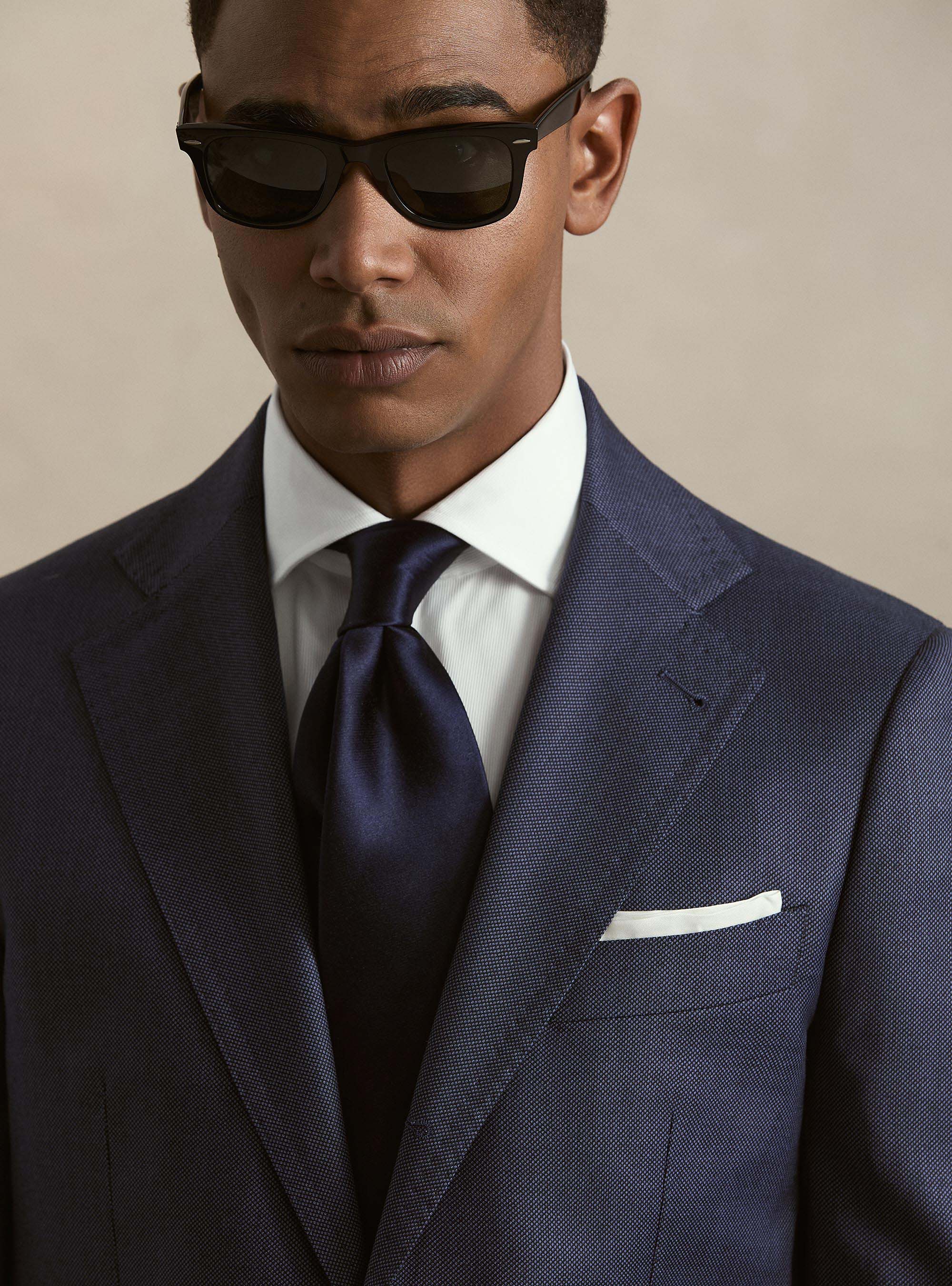 Pure wool bird's eye suit blazer by Vitale Barberis Canonico, INK
