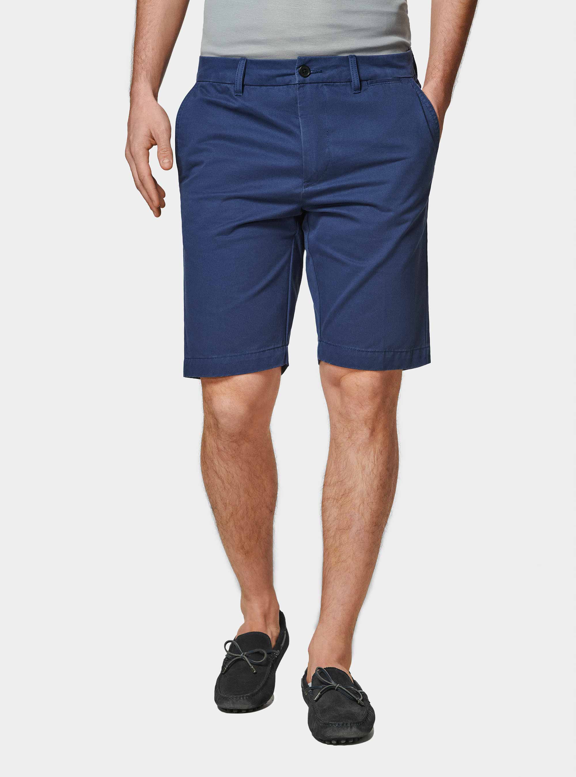 Cotton twill bermuda shorts, BLUE
