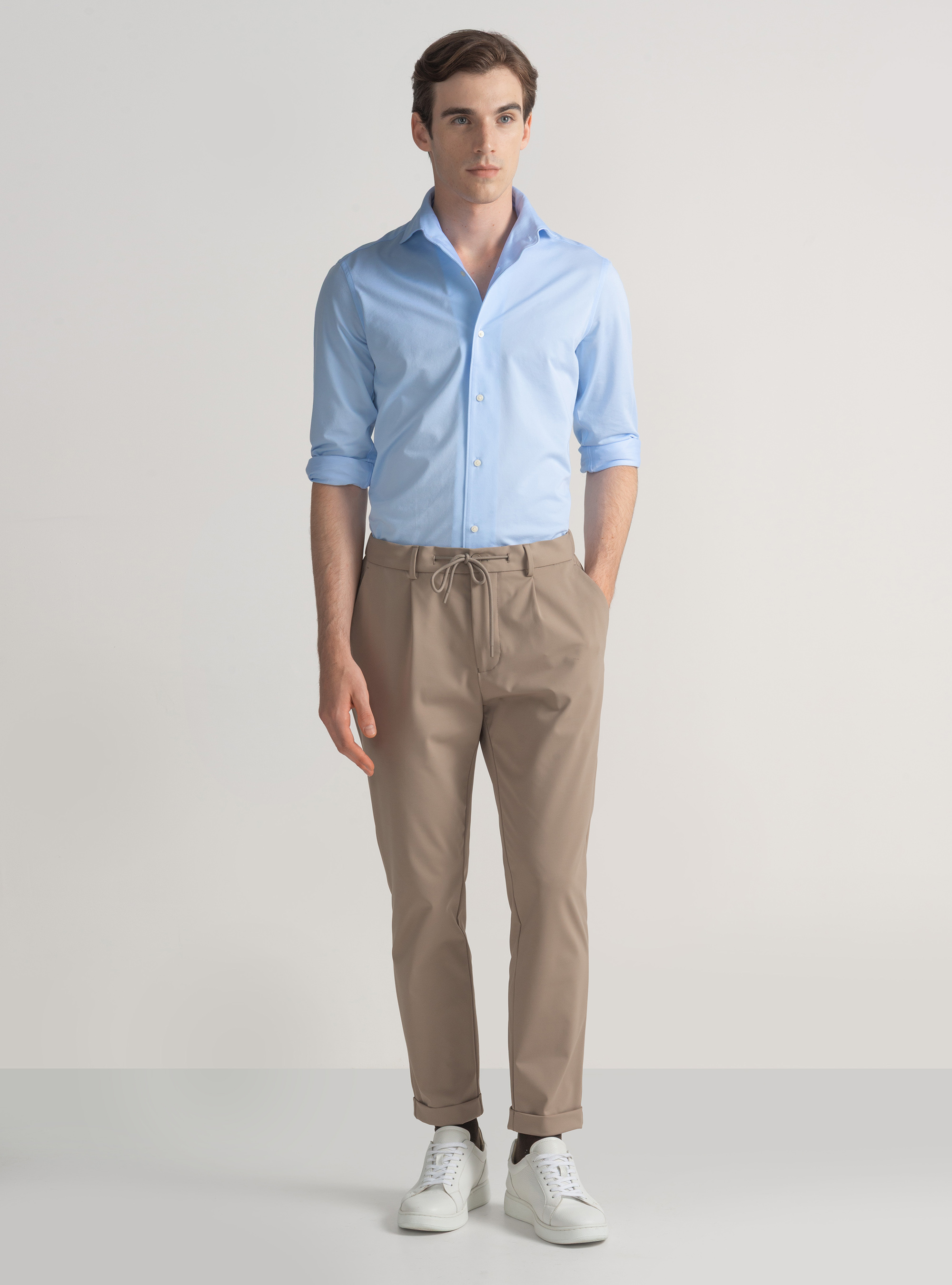 GT01 trousers in stretch nylon, MUD