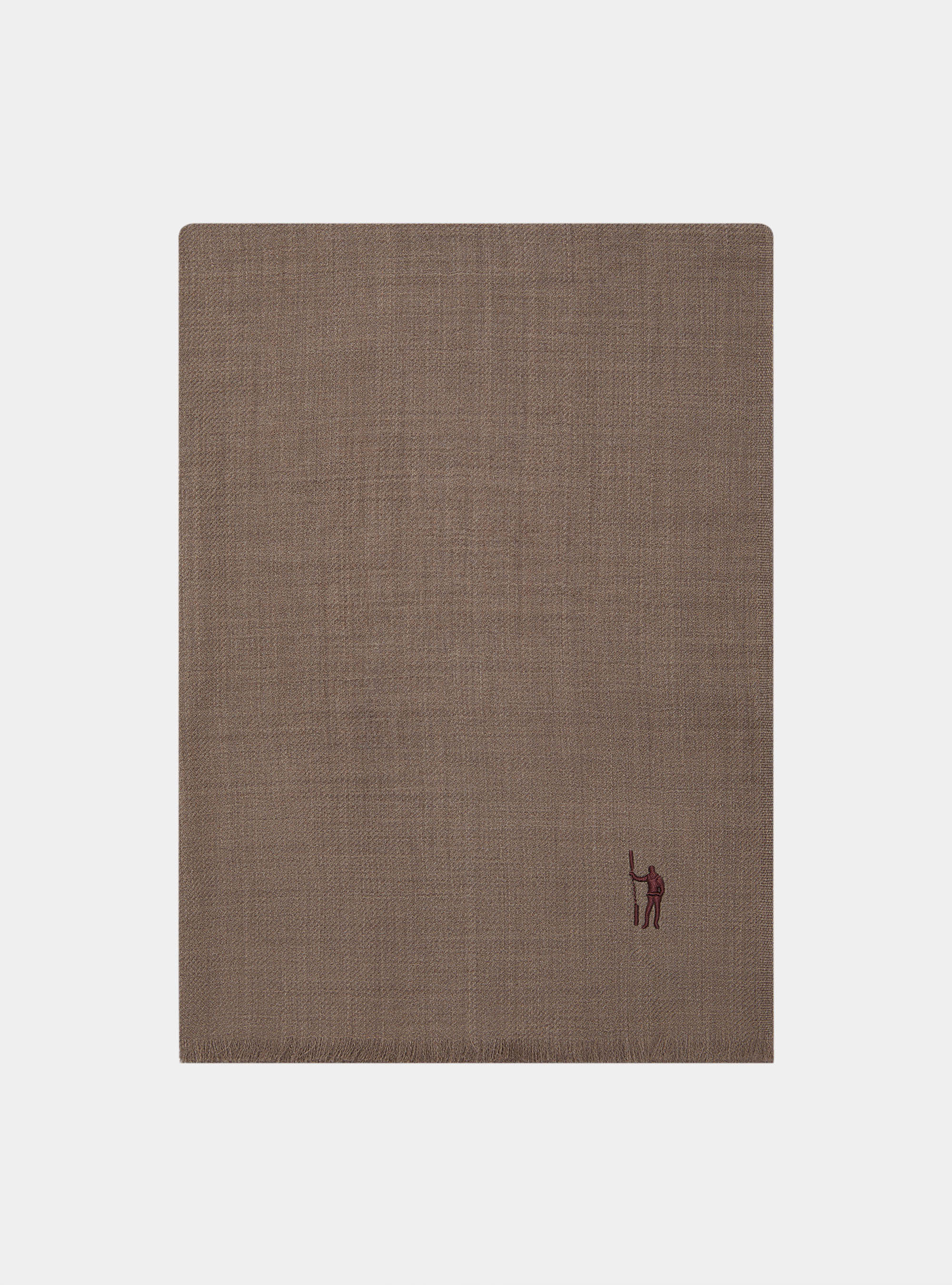 Sciarpa in lana con ricamo, FANGO