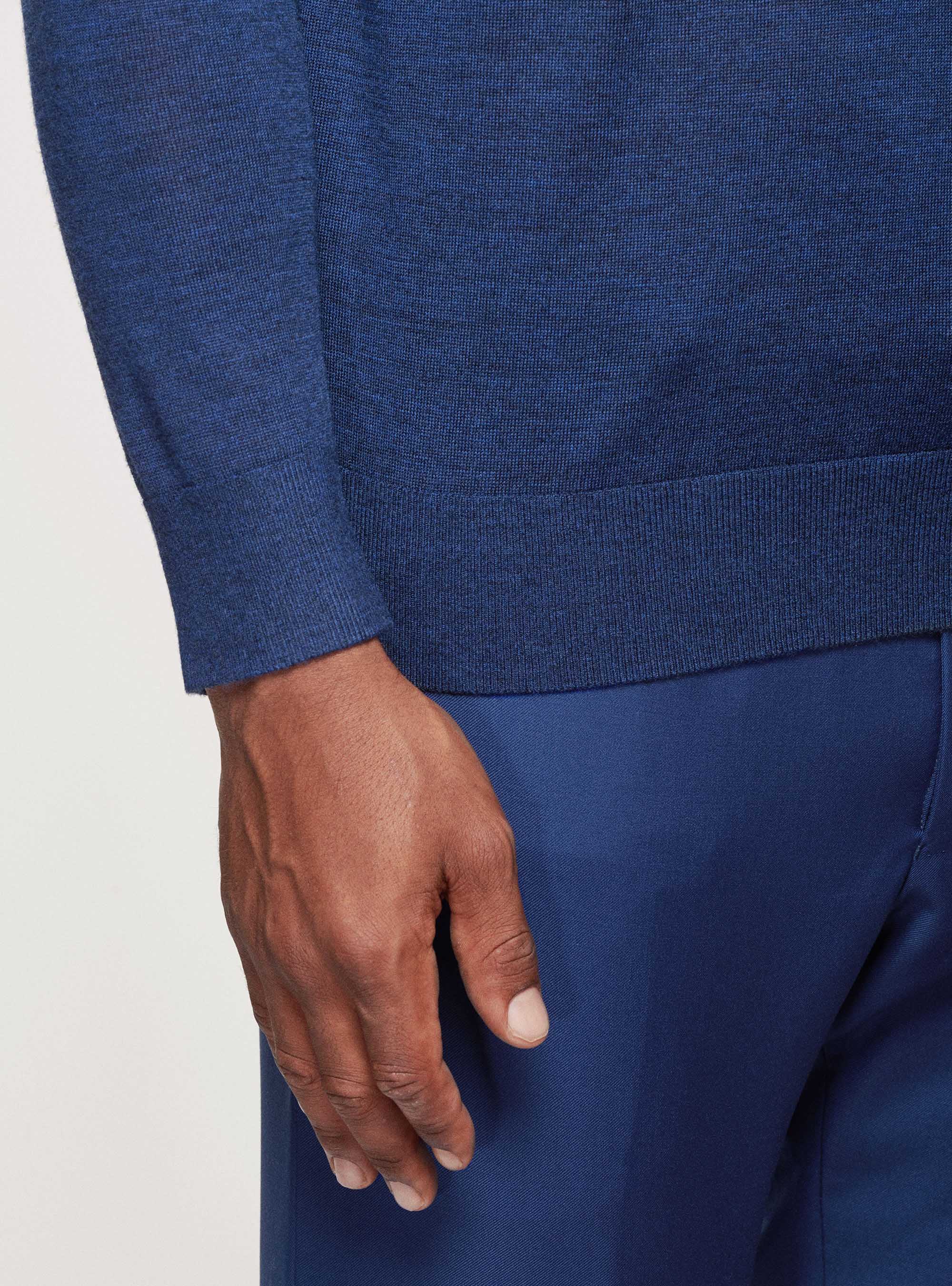 Maglia a polo in pura lana merino, INCHIOSTRO