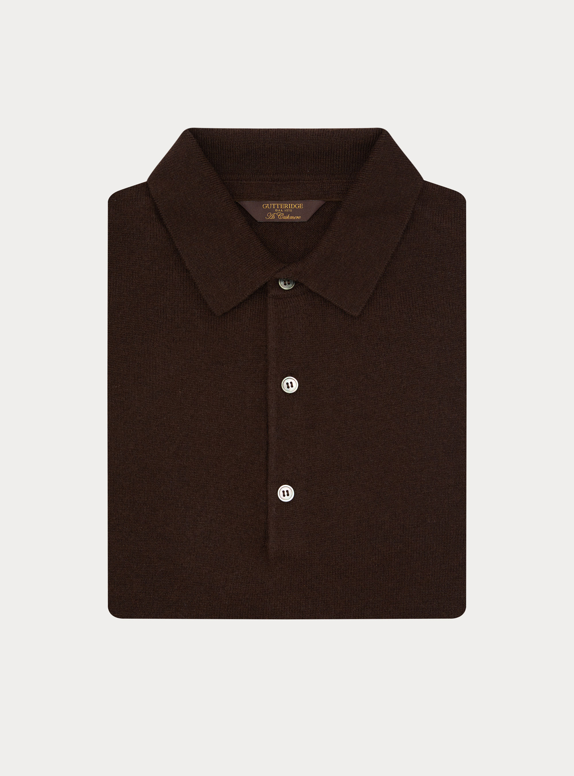 Maglia a polo in lana e cashmere, MARRONE