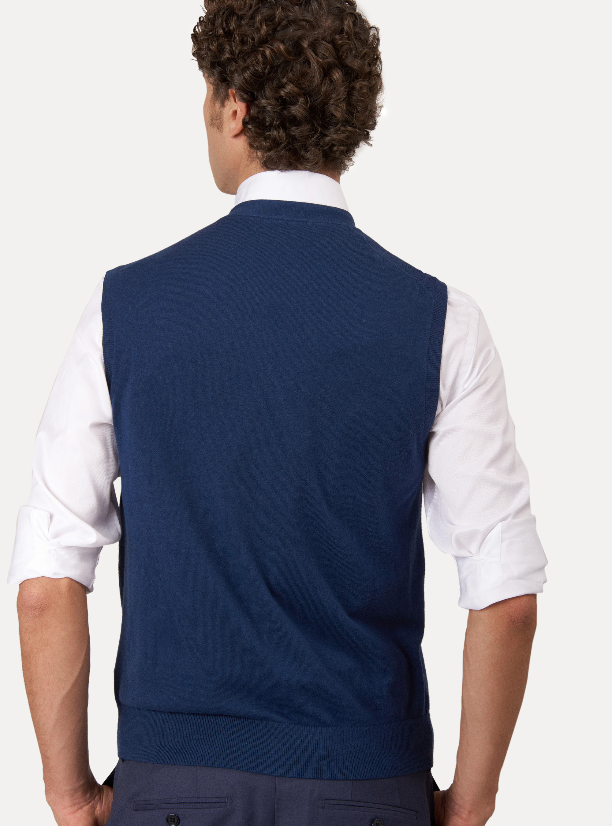 Gilet in maglia in cotone seta e cashmere, INCHIOSTRO
