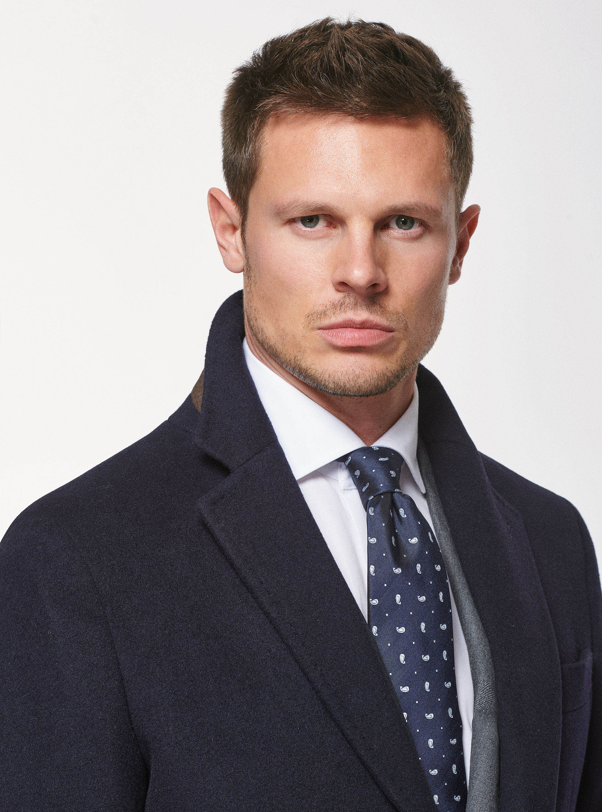 Cappotto monopetto in lana e cashmere, BLU NAVY