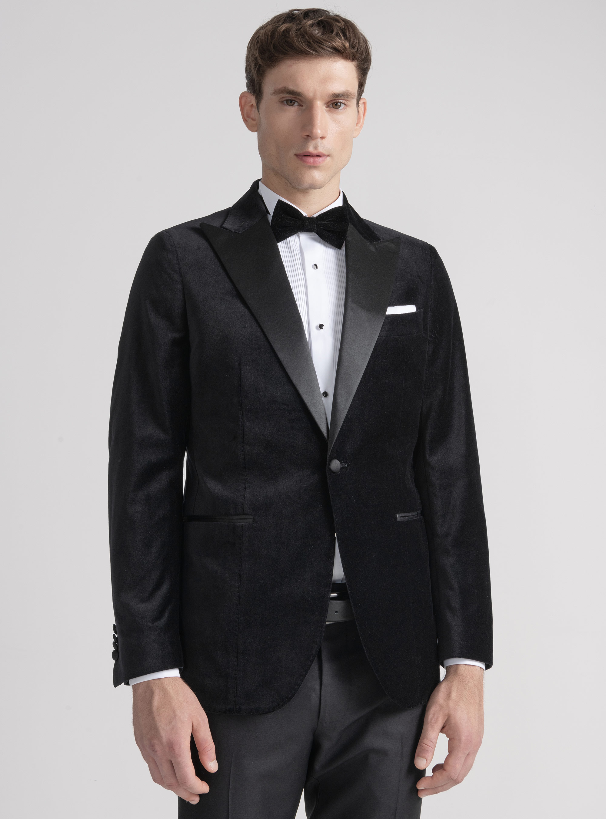Veste de smoking en velours, NOIR