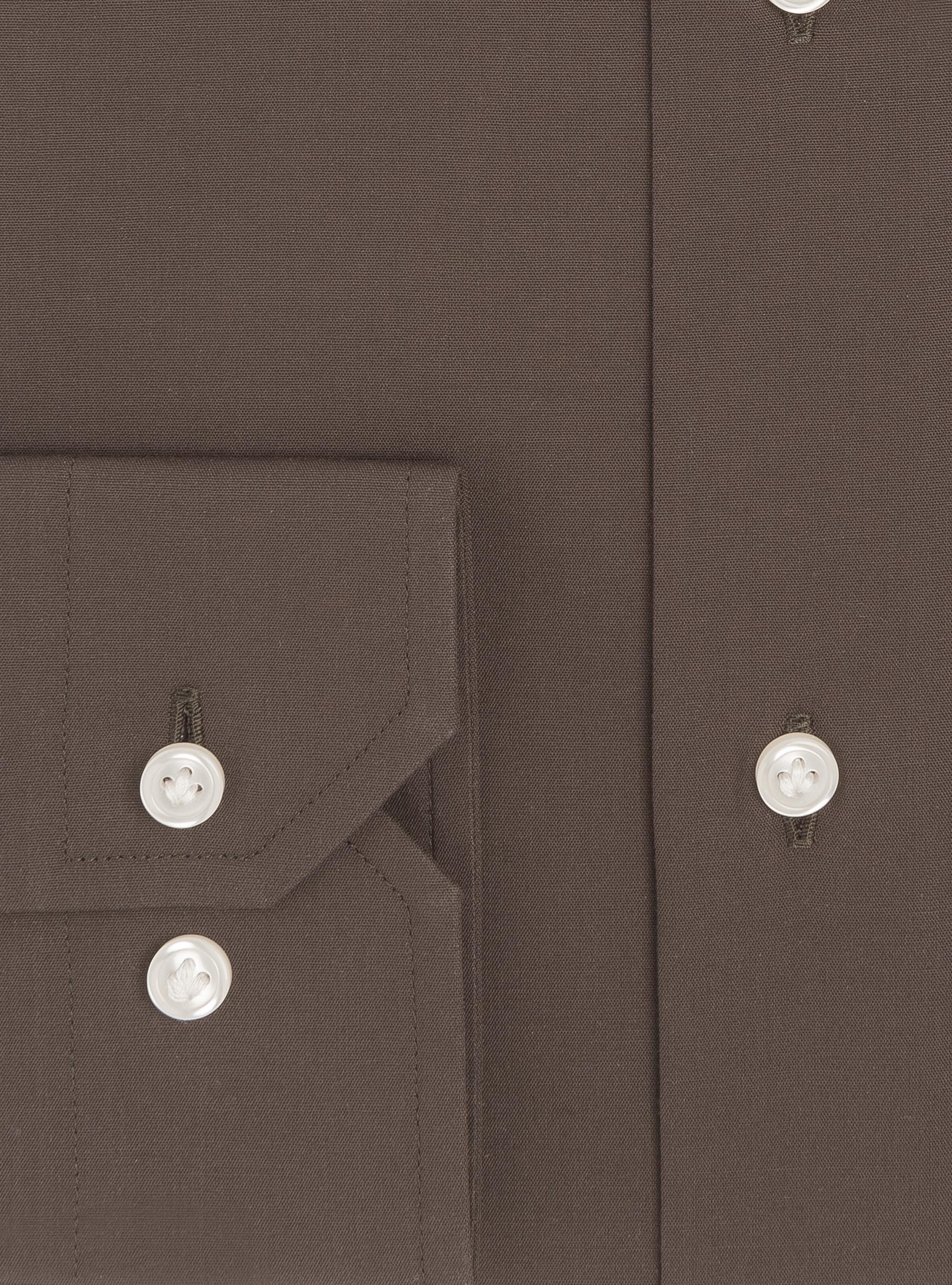 Camicia slim fit in popeline di cotone stretch, MARRONE