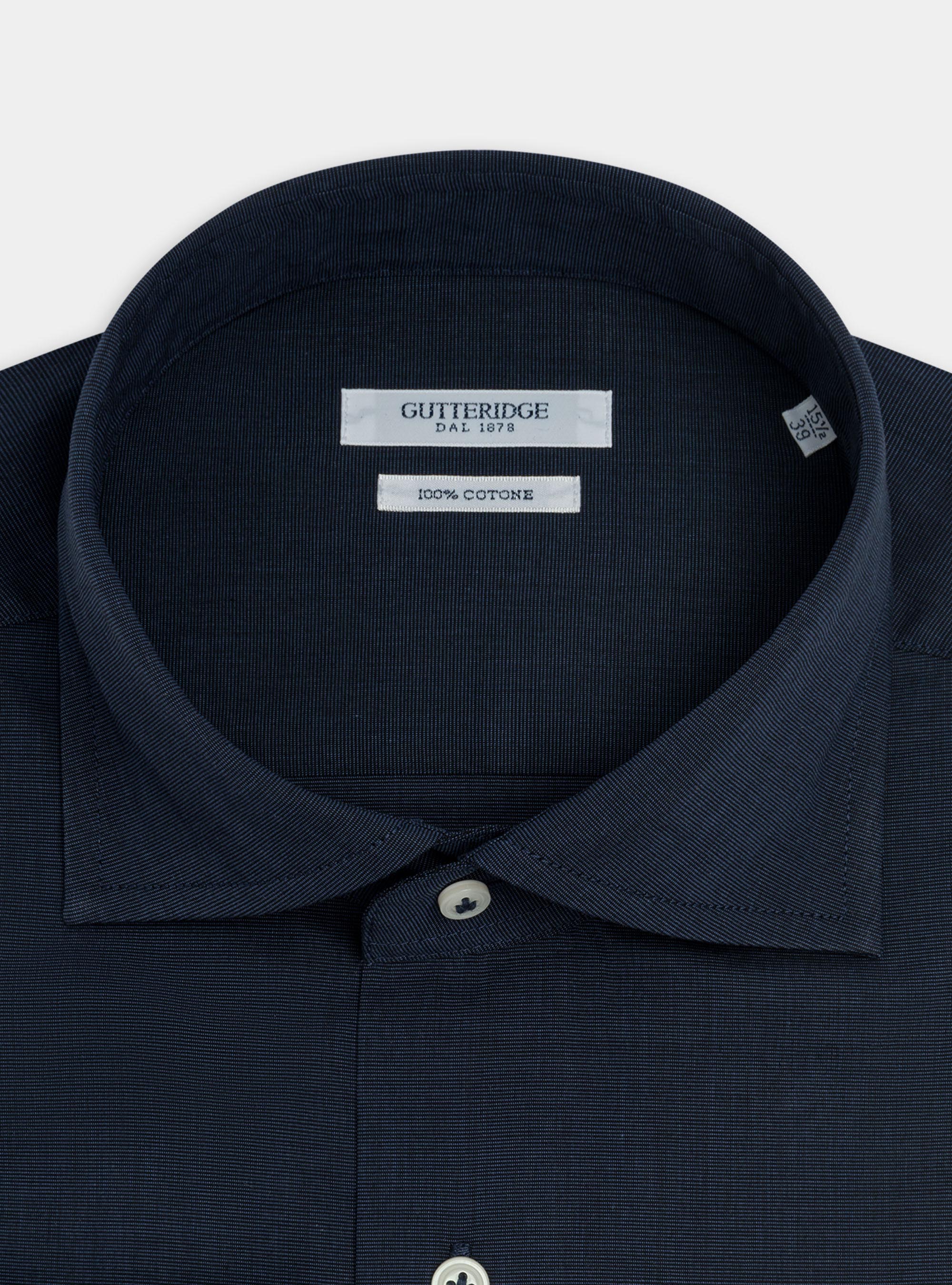 Camisa slim fit fil a fil de algod&oacute;n, AZUL MARINO