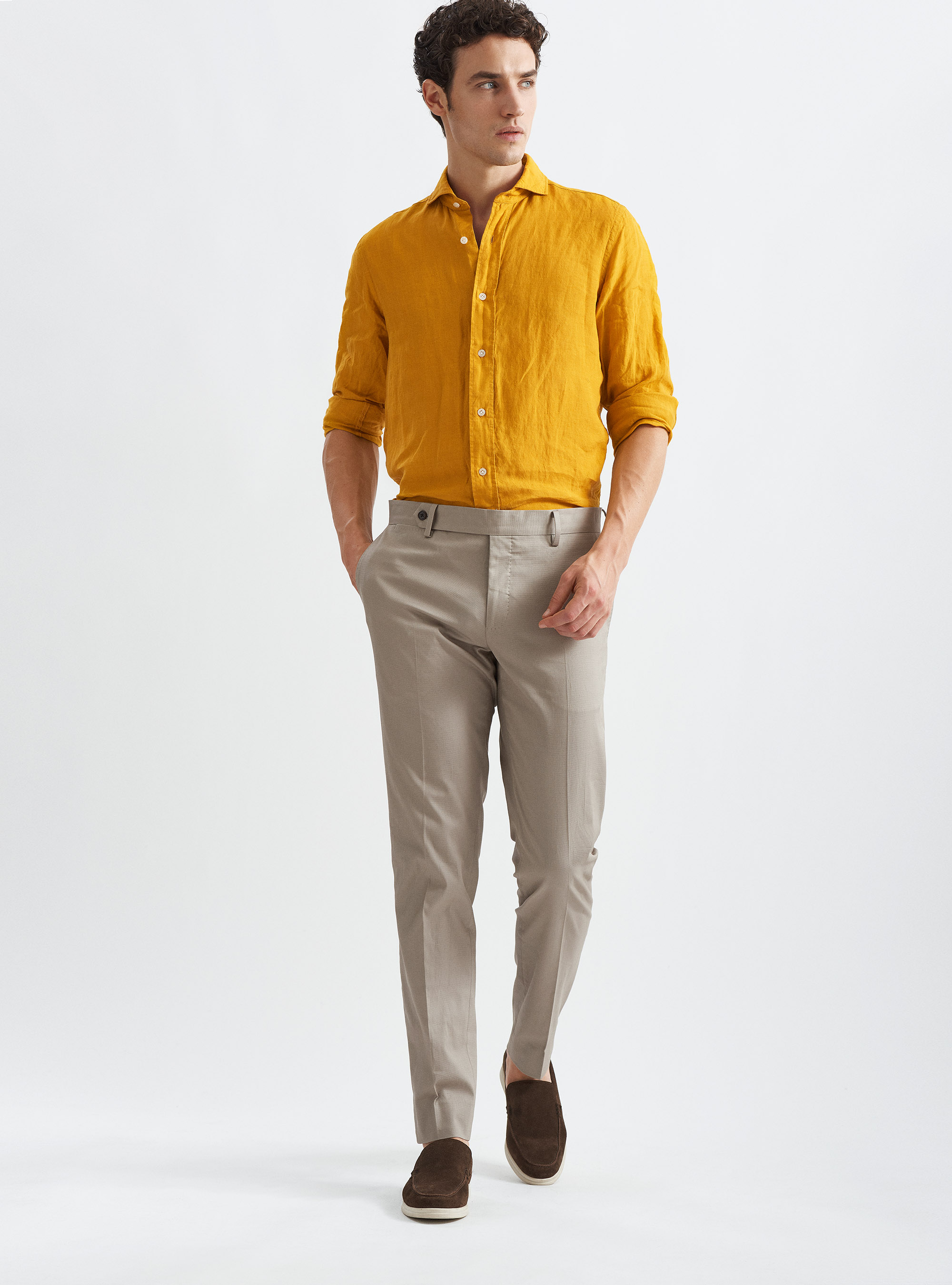 Pantalones de traje de algod&oacute;n el&aacute;stico, BARRO