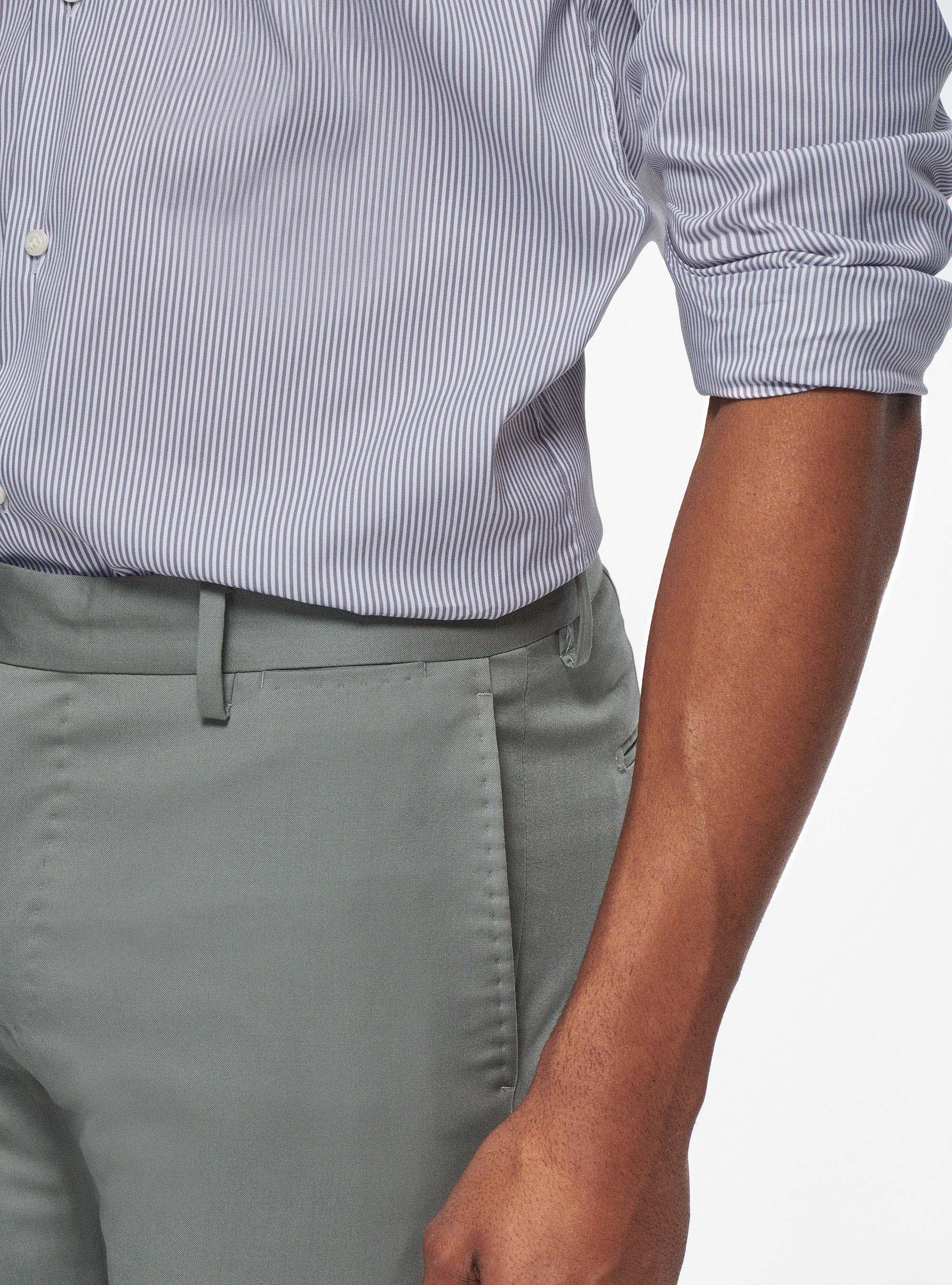 Camicia a righe popeline stretch, GRIGIO CHIARO MELANGE