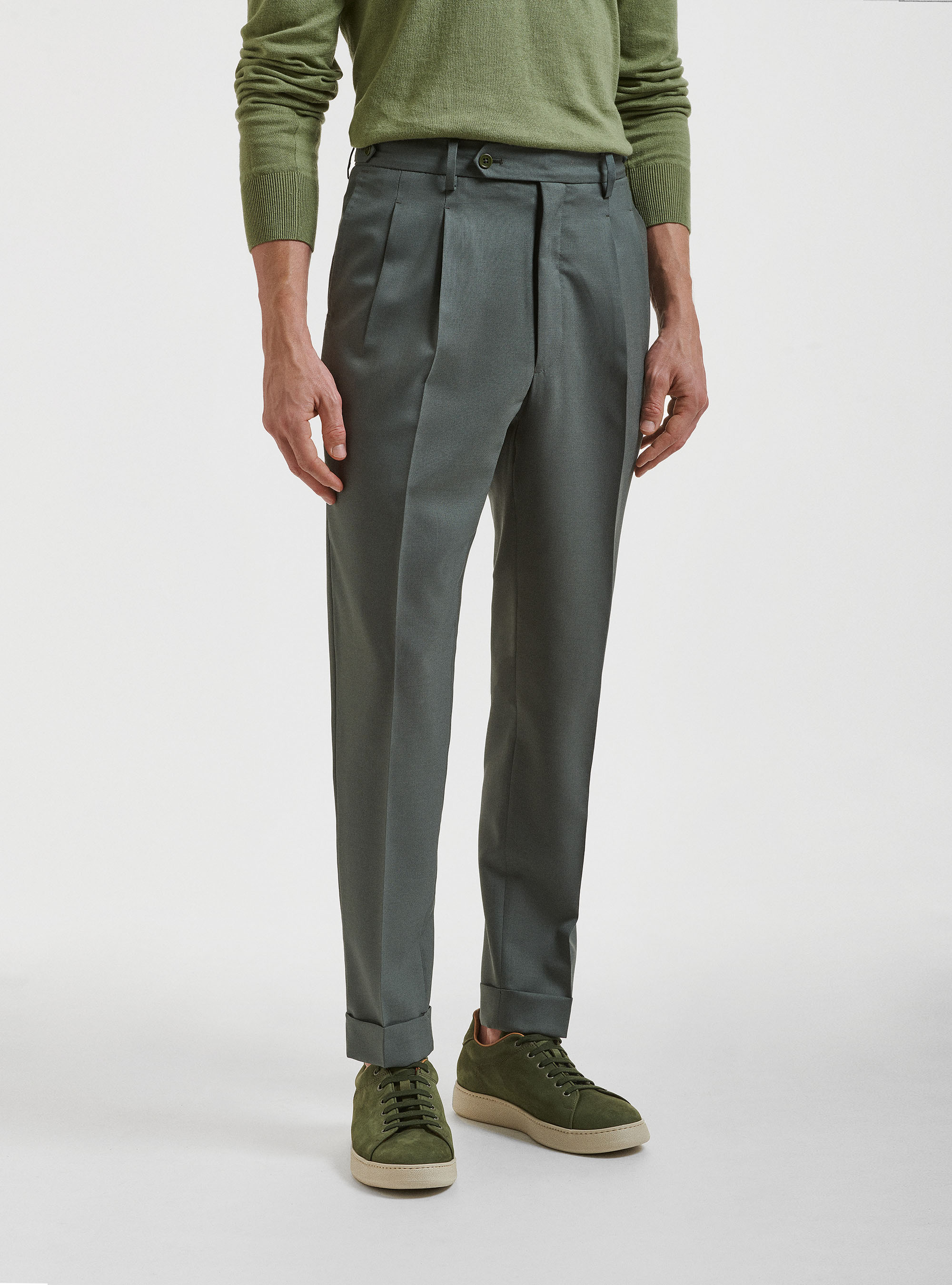 Pantaloni con pince in pura lana Vitale Barberis Canonico