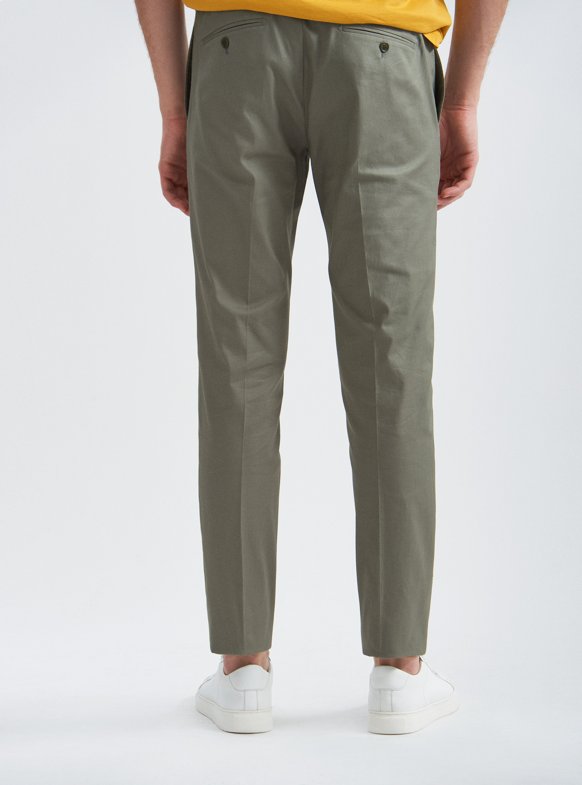 Pantaloni per abito in cotone stretch armaturato, SALVIA 0602C