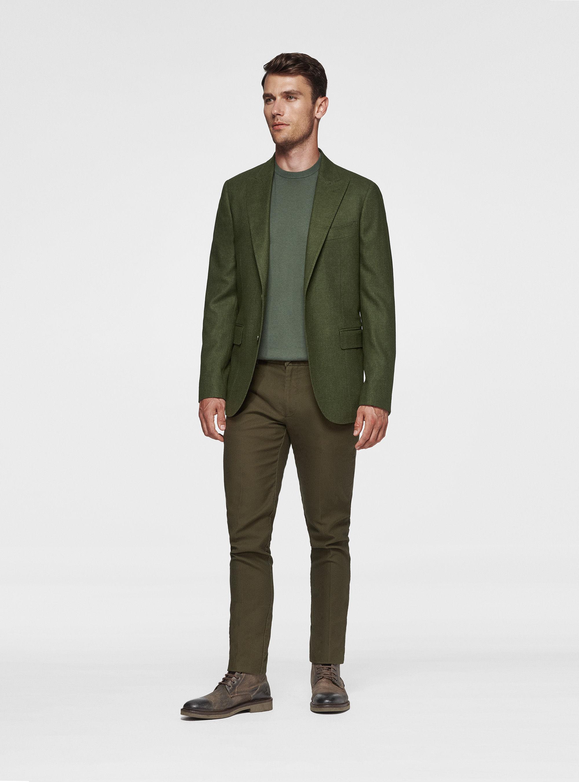 Giacca petto a lancia in flanella Duemilagori, VERDE