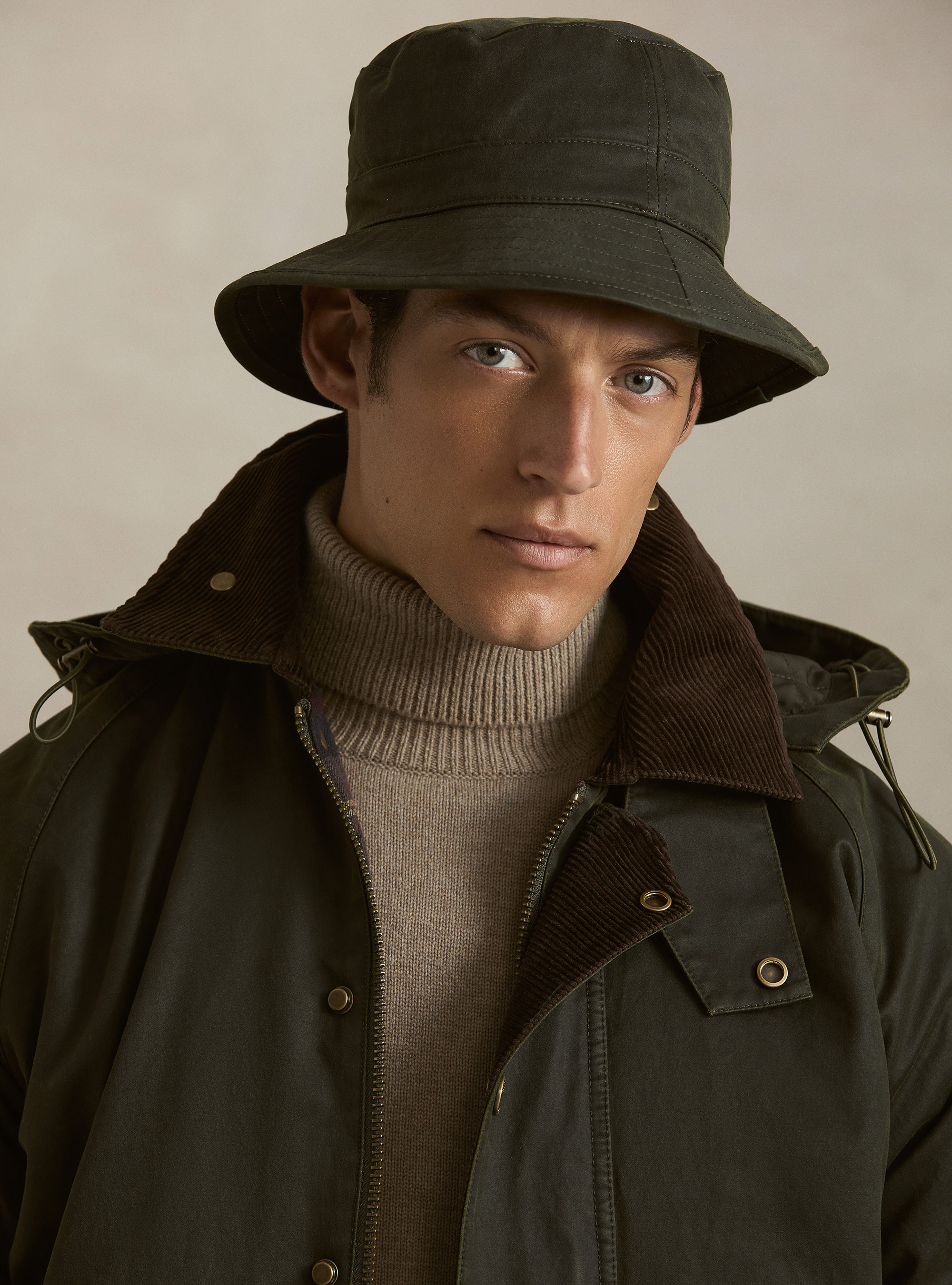 Cotton-blend waxed jacket, GREEN