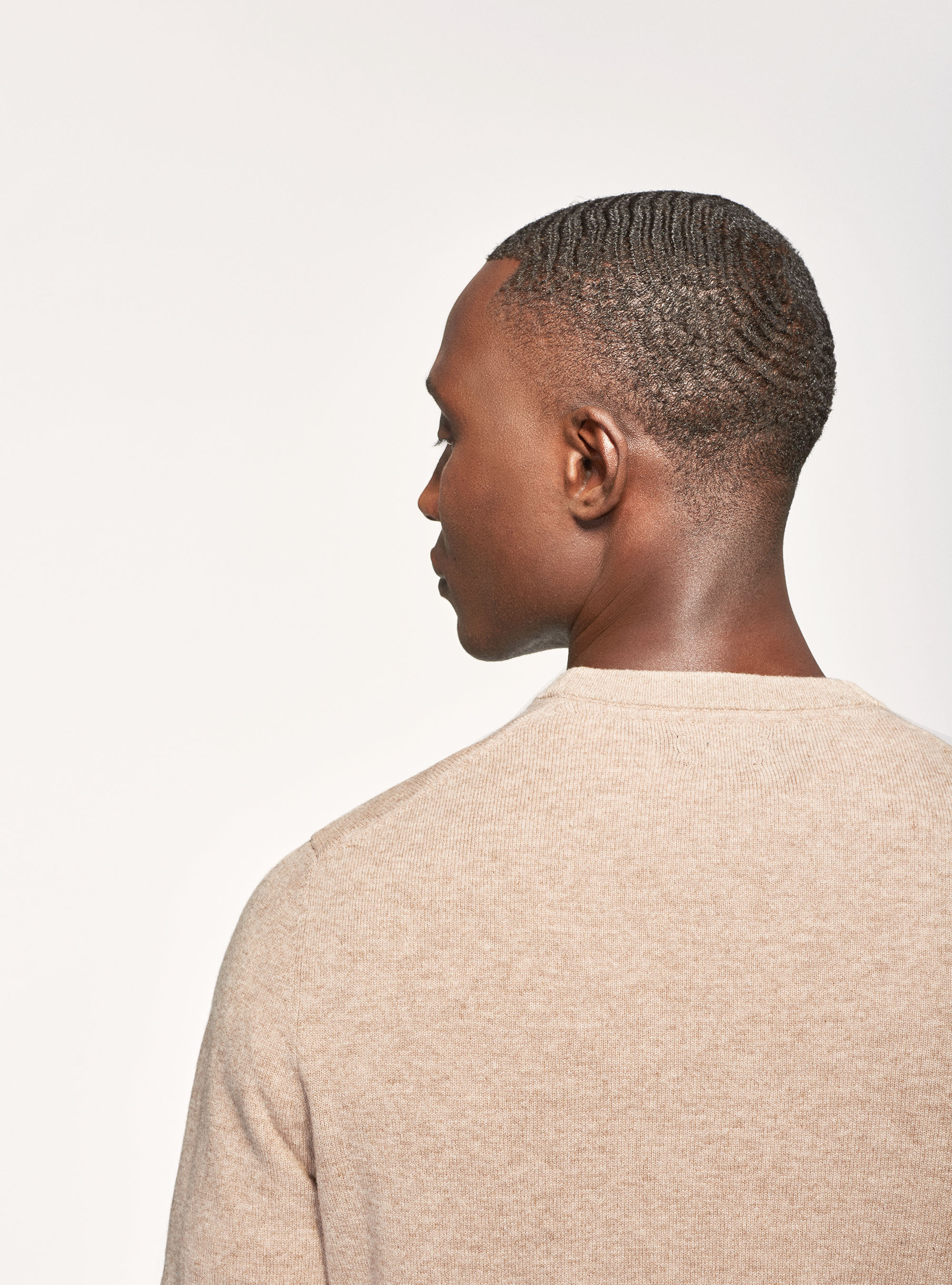 Maglia girocollo in lana lambswool e cashmere, PANNA