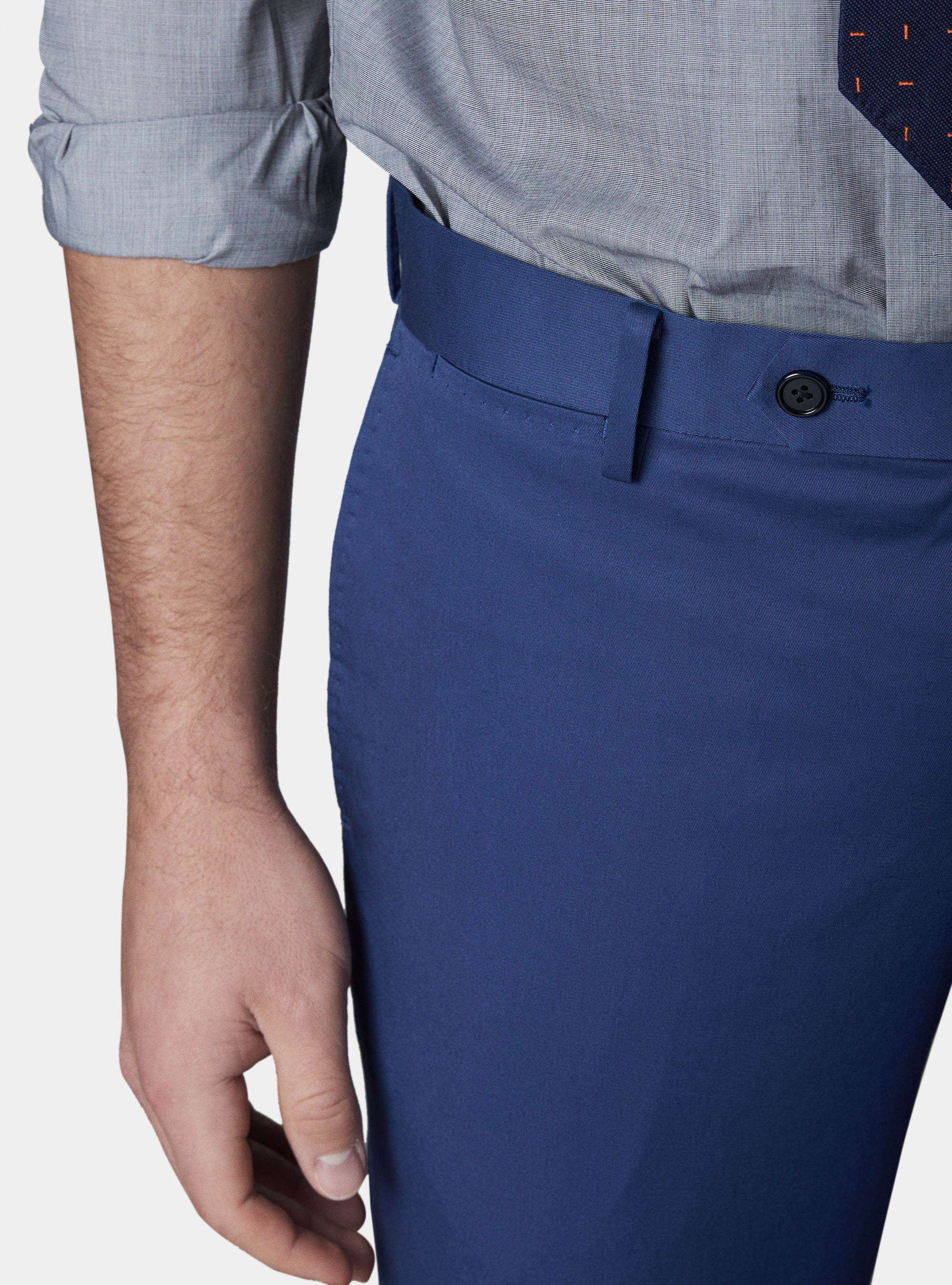 Pantalone per abito in cotone superior, AZZURRO