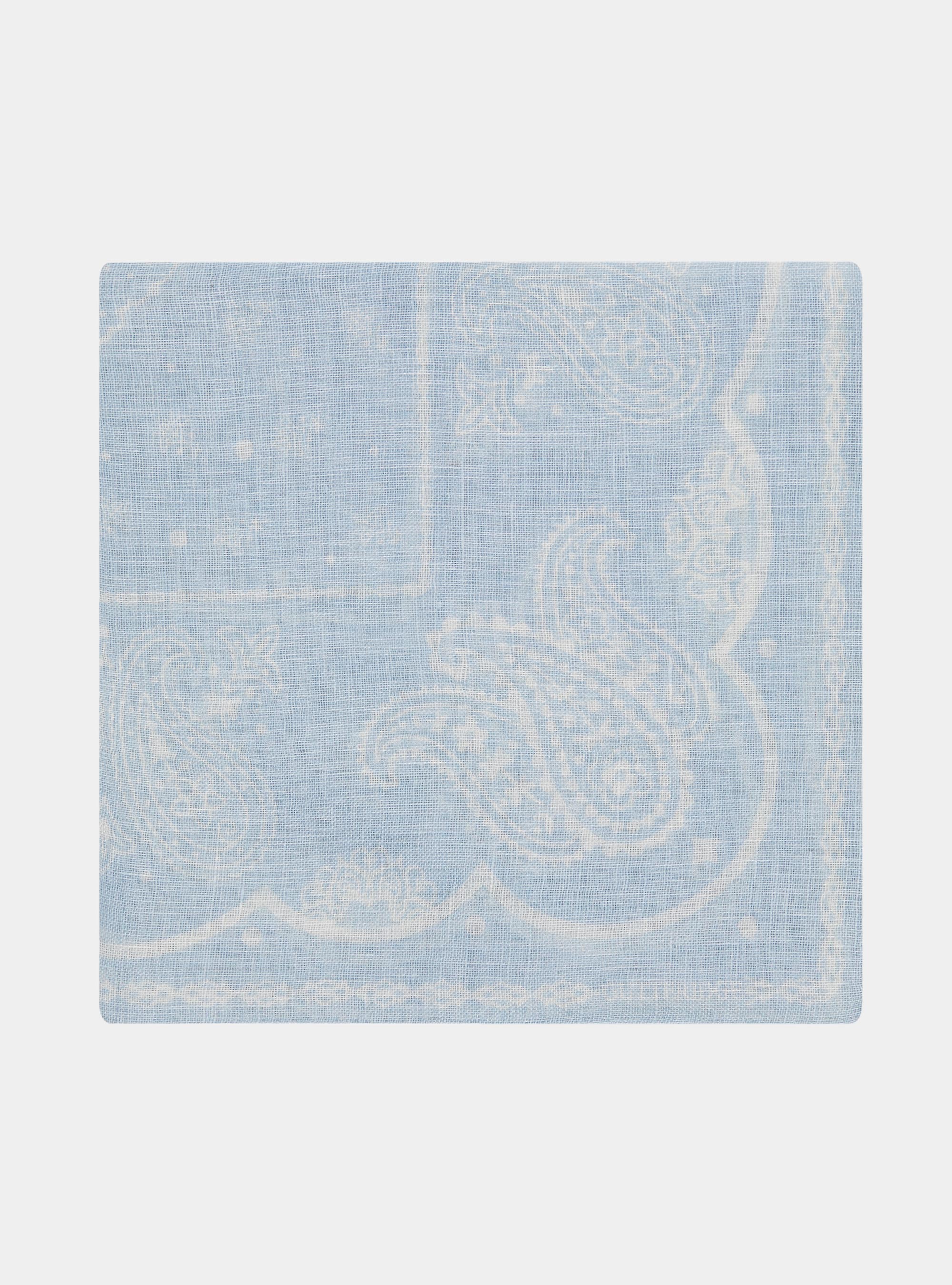 Foulard paisley in lino stampato, AZZURRO