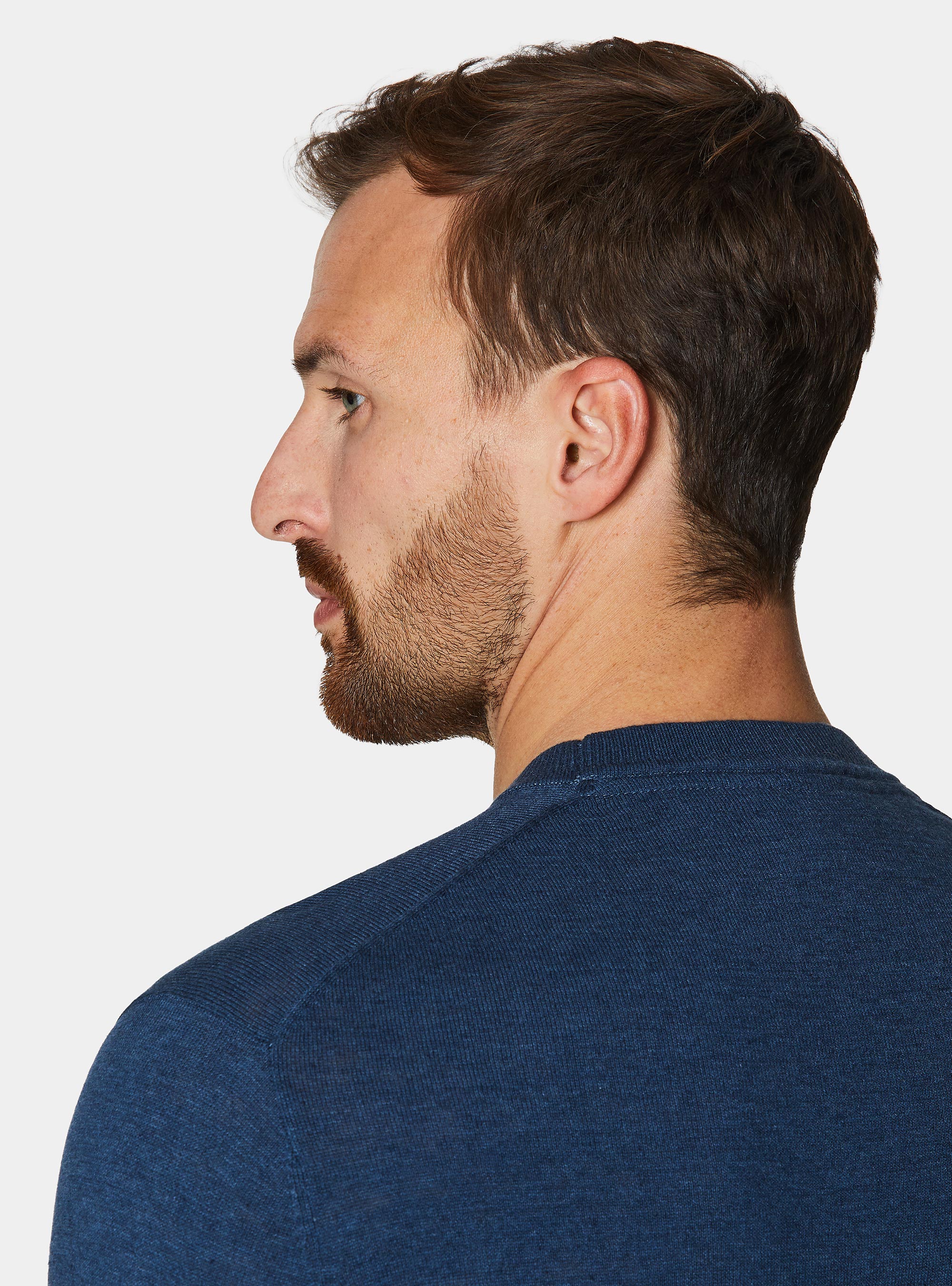 Maglia girocollo in cotone seta e cashmere, INK