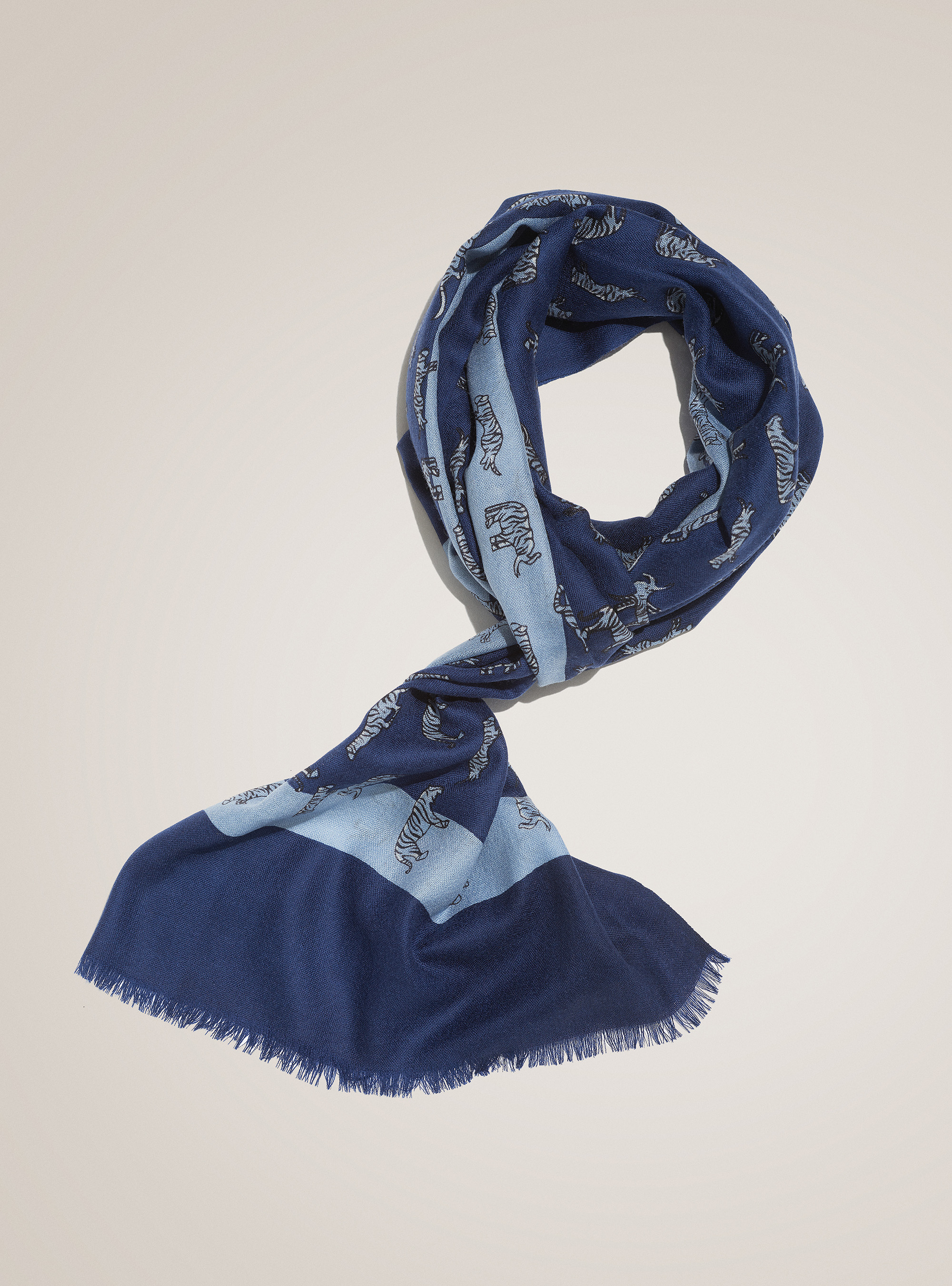 Sciarpa 100% lana a fantasia, BLU NAVY