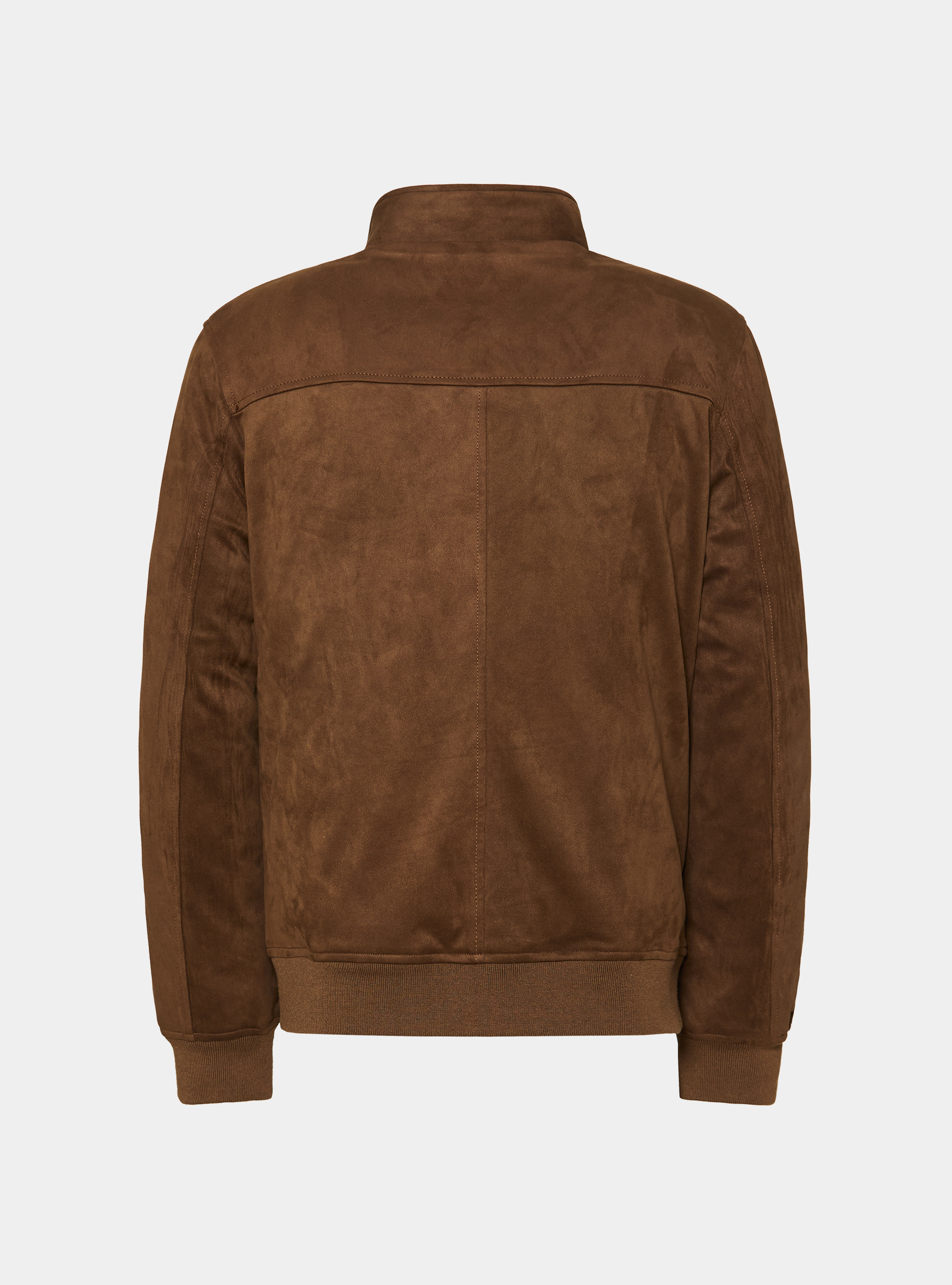 Padded suede-effect bomber jacket, BROWN