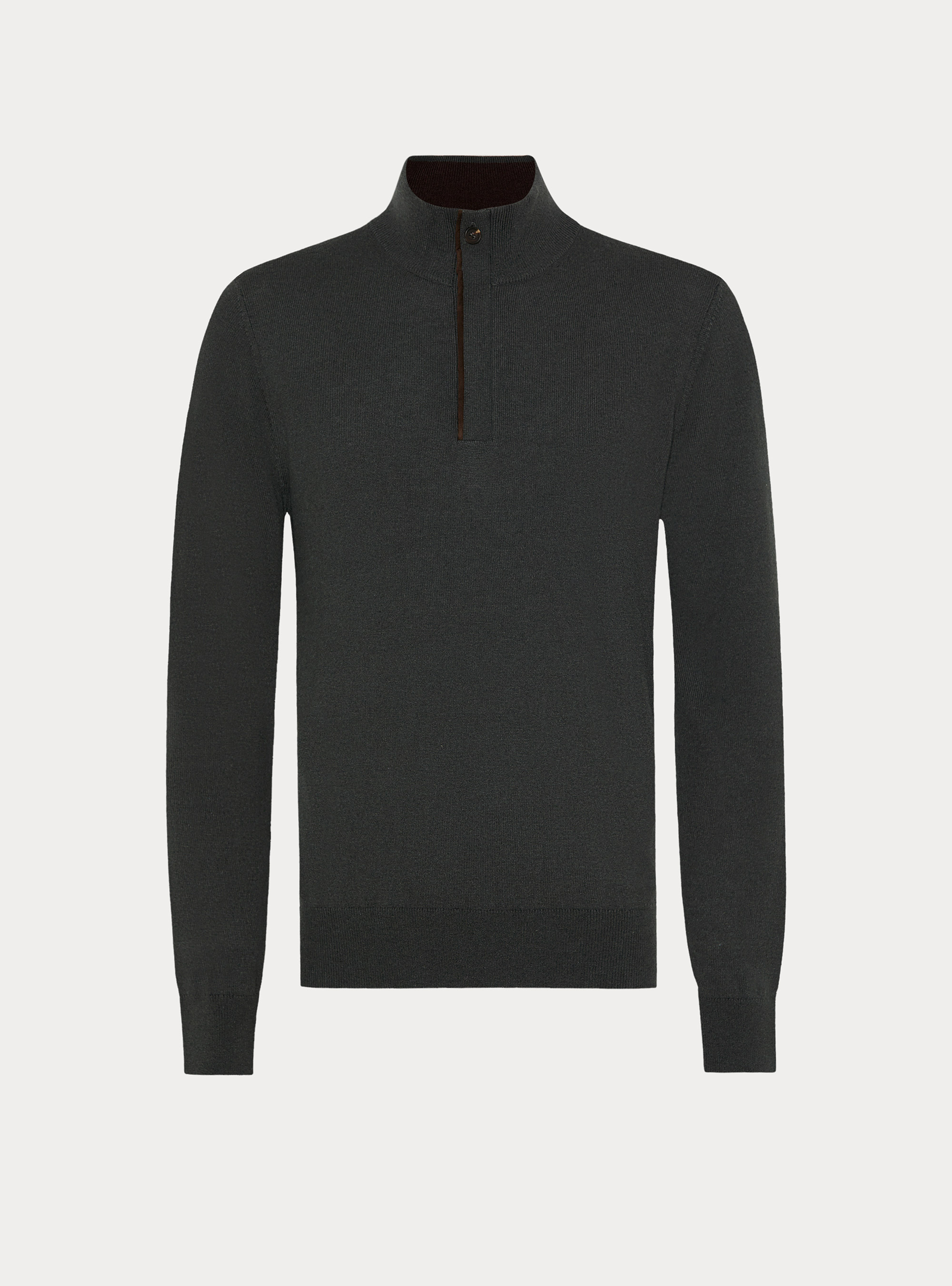 Pull demi-zip en m&eacute;lange de laine avec coudi&egrave;res, MILITARE 0609C