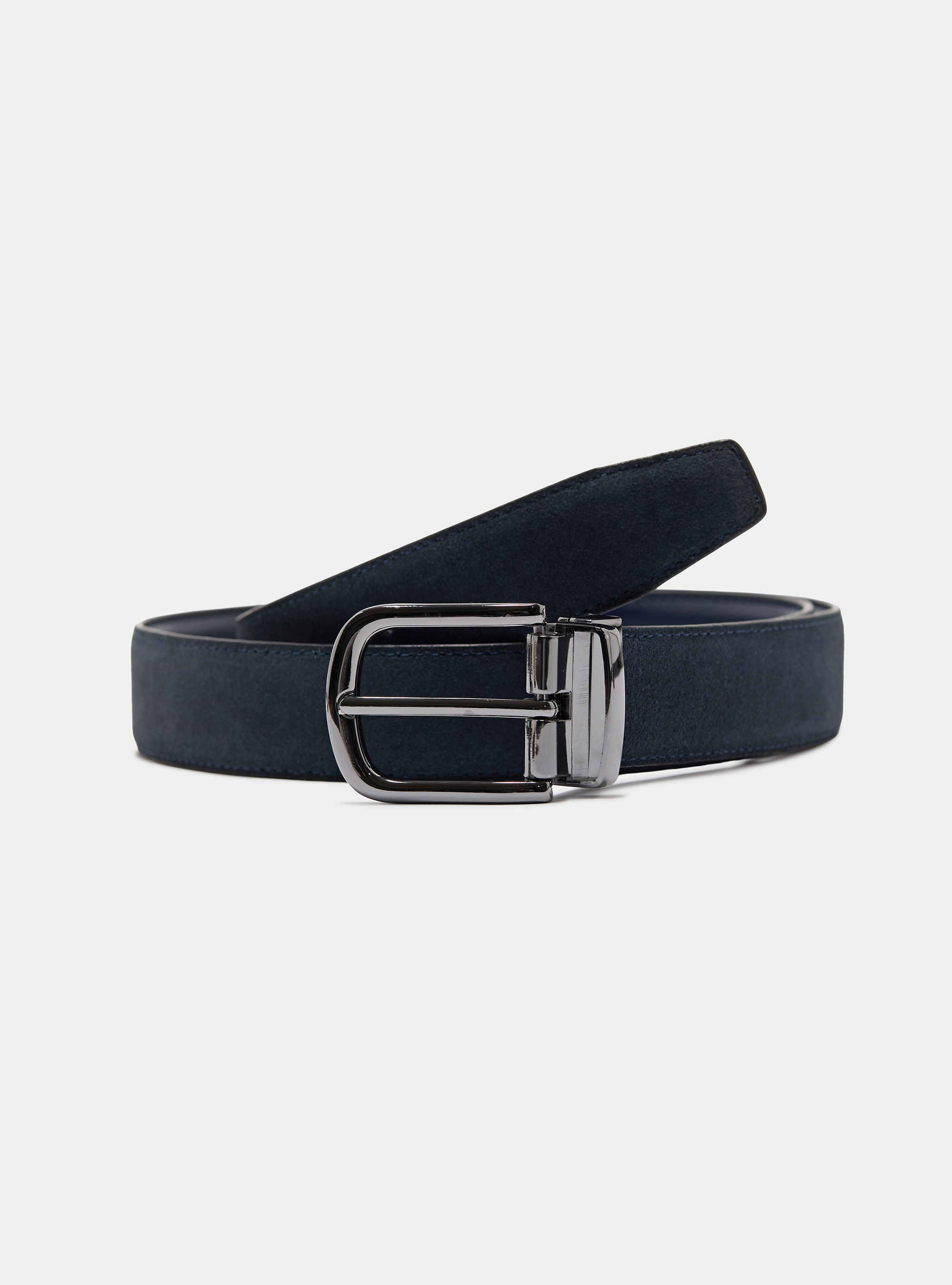 Reversible leather and suede belt, INK