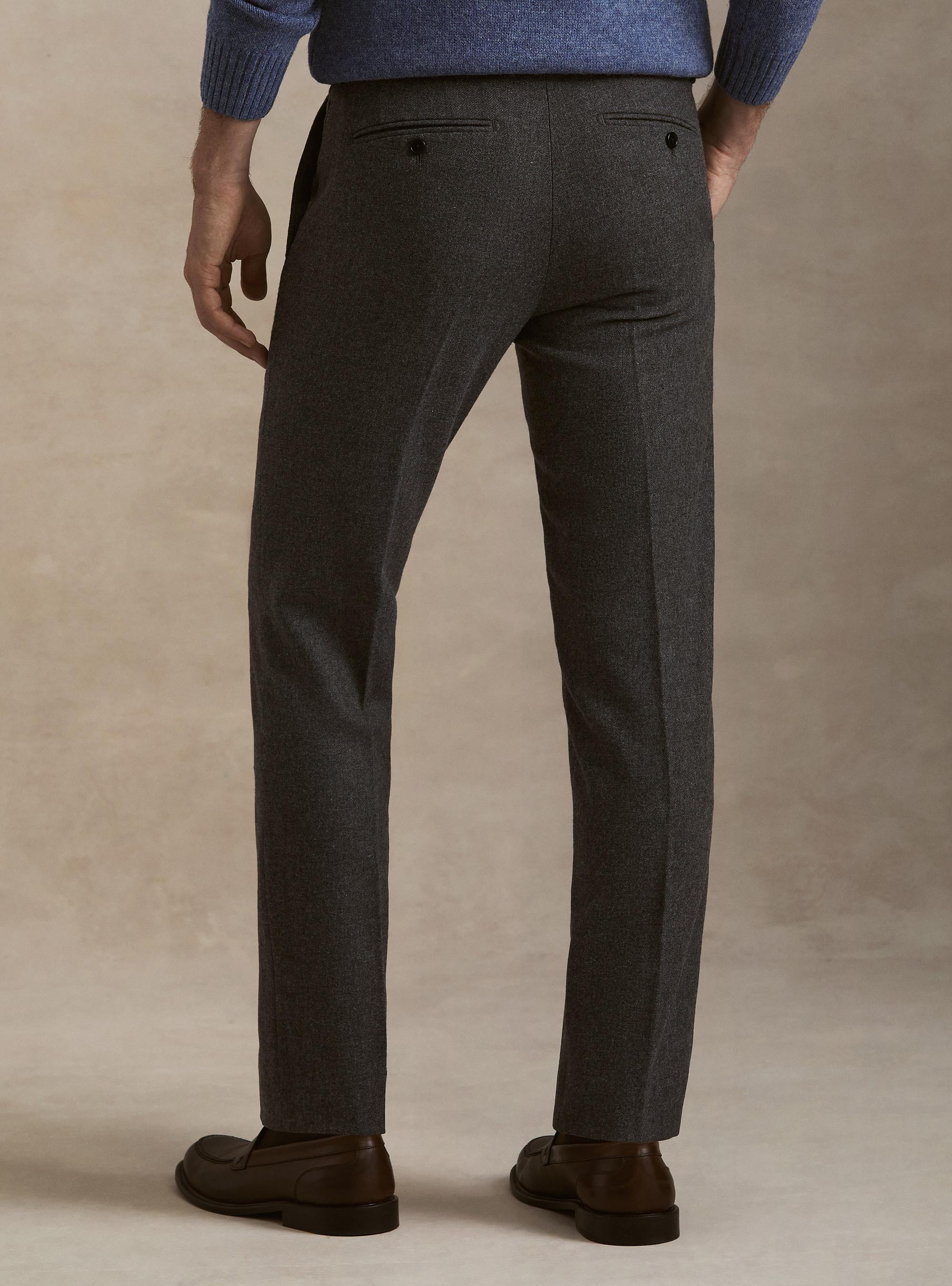 Wool blend flannel trousers, ASPHALT GREY
