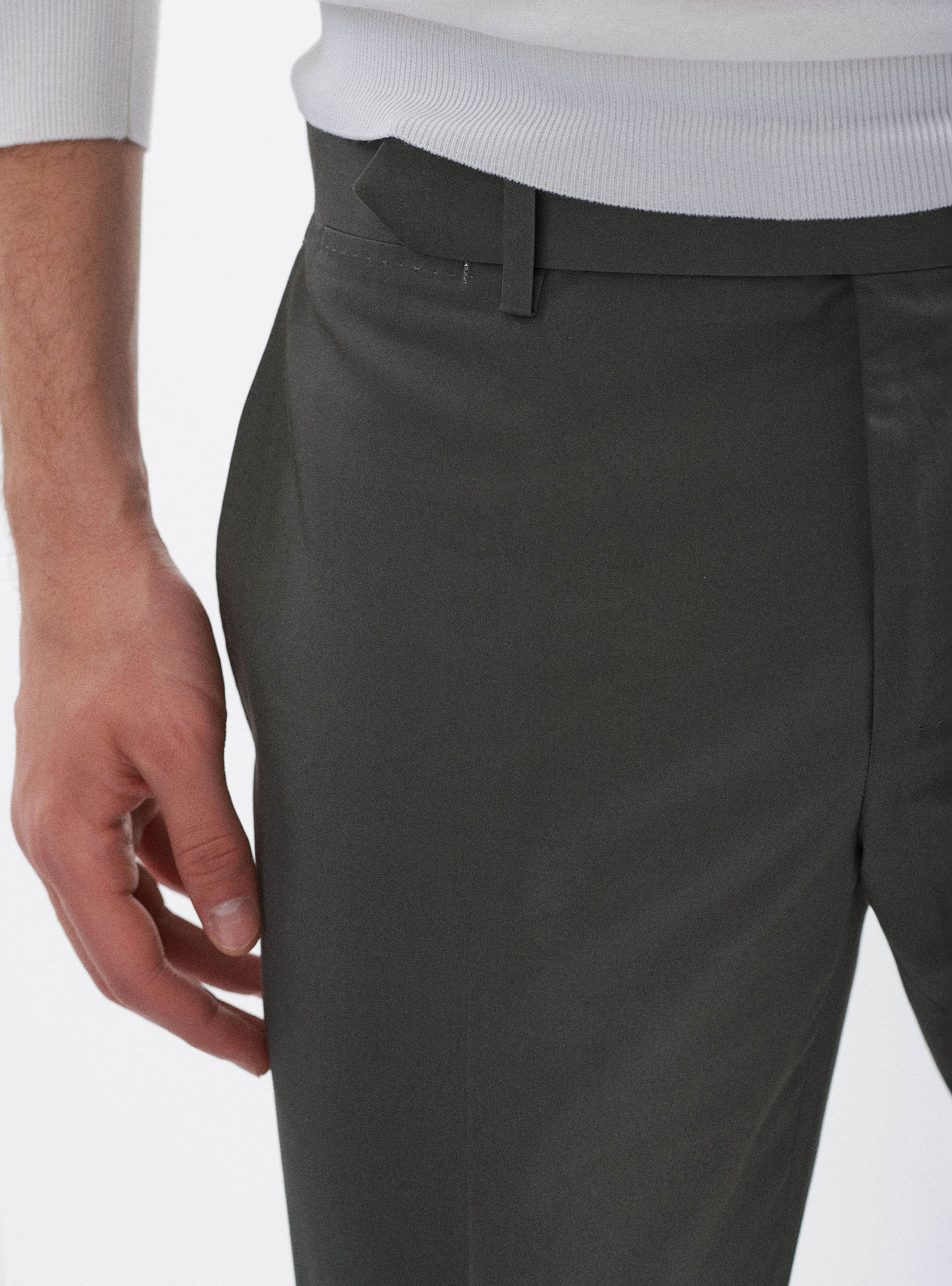 Pantaloni per abito in puro cotone, VERDE