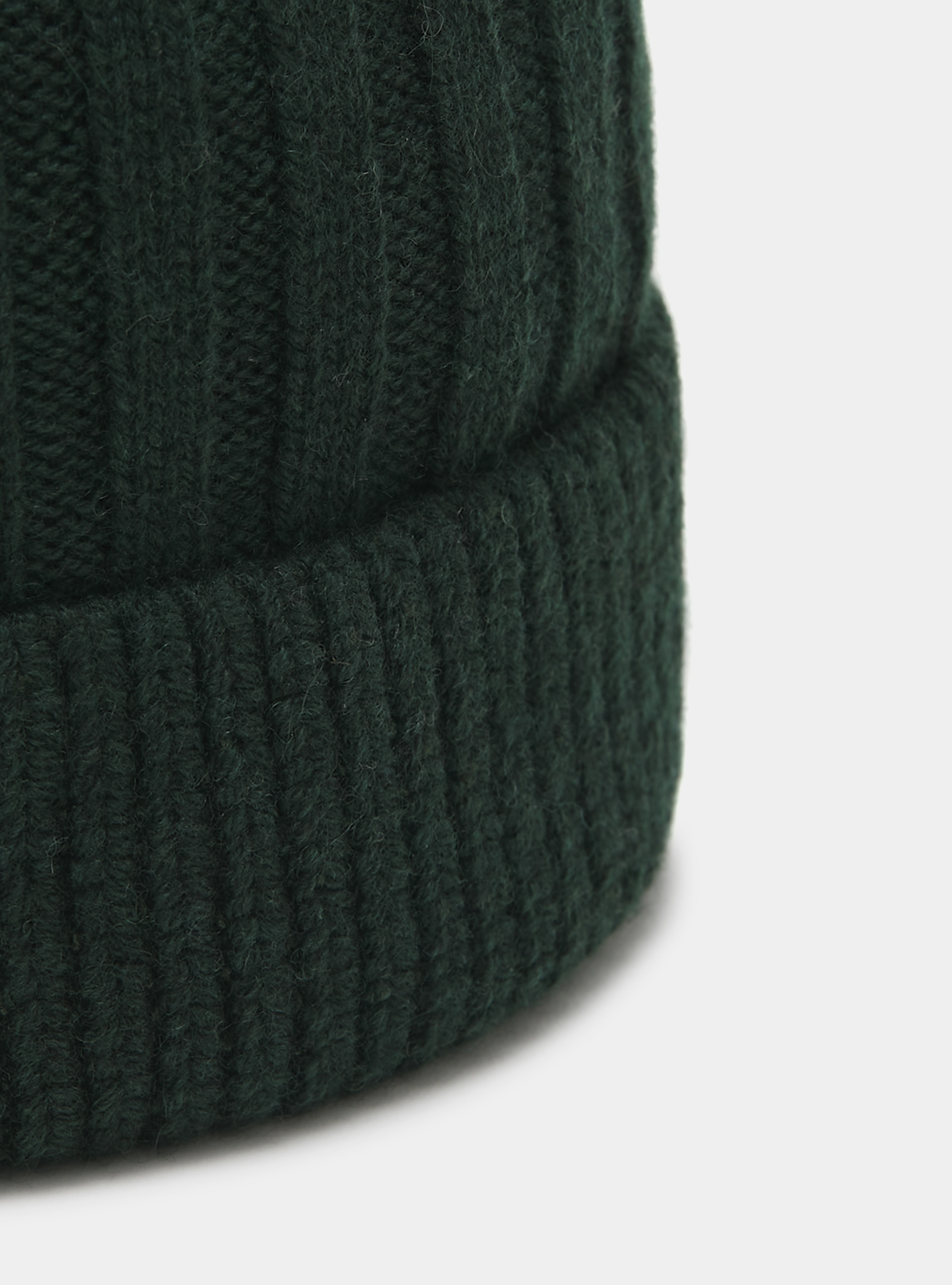 Cappello a costa inglese in misto cashmere, VERDE