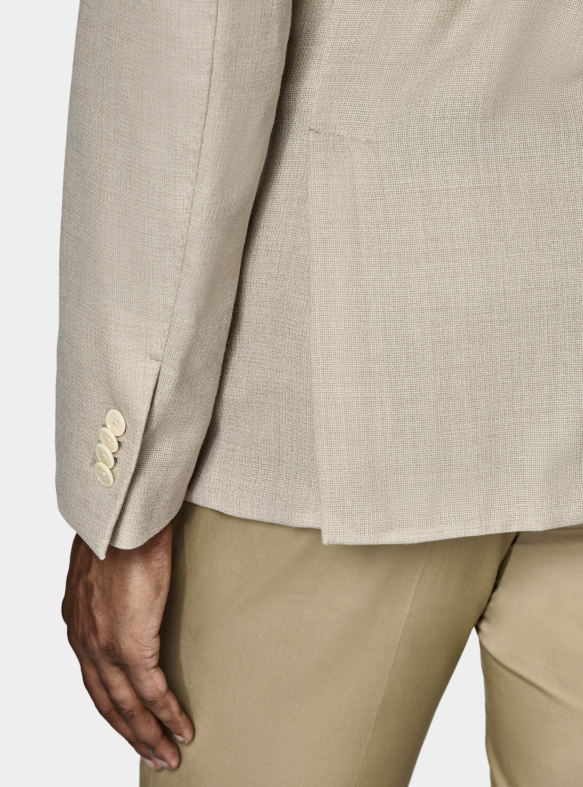 Micro-textured pure wool blazer, ECRU