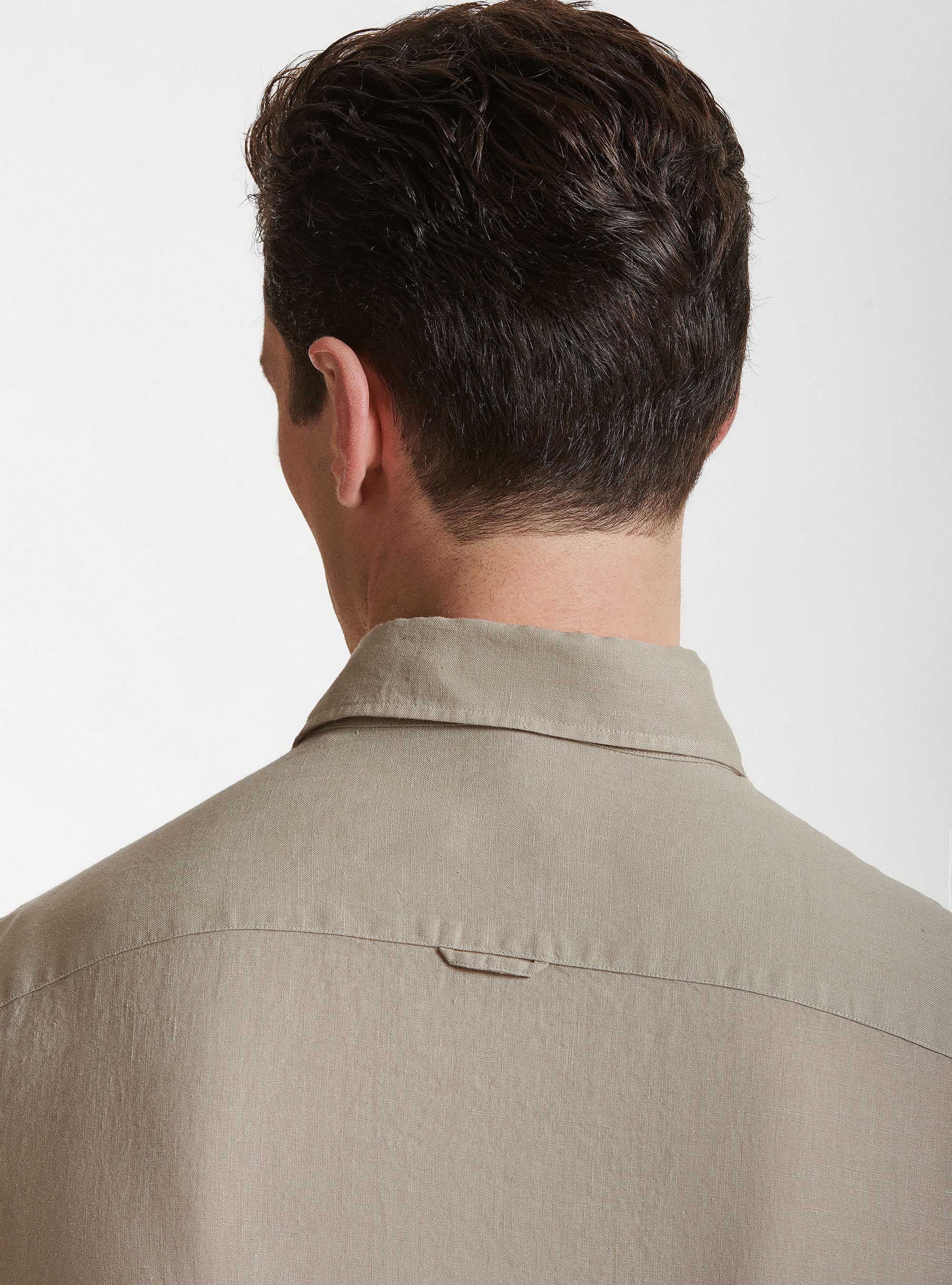 Hemd mit halb-franz&ouml;sischem Kragen aus reinem Leinen, SABBIA 0561C