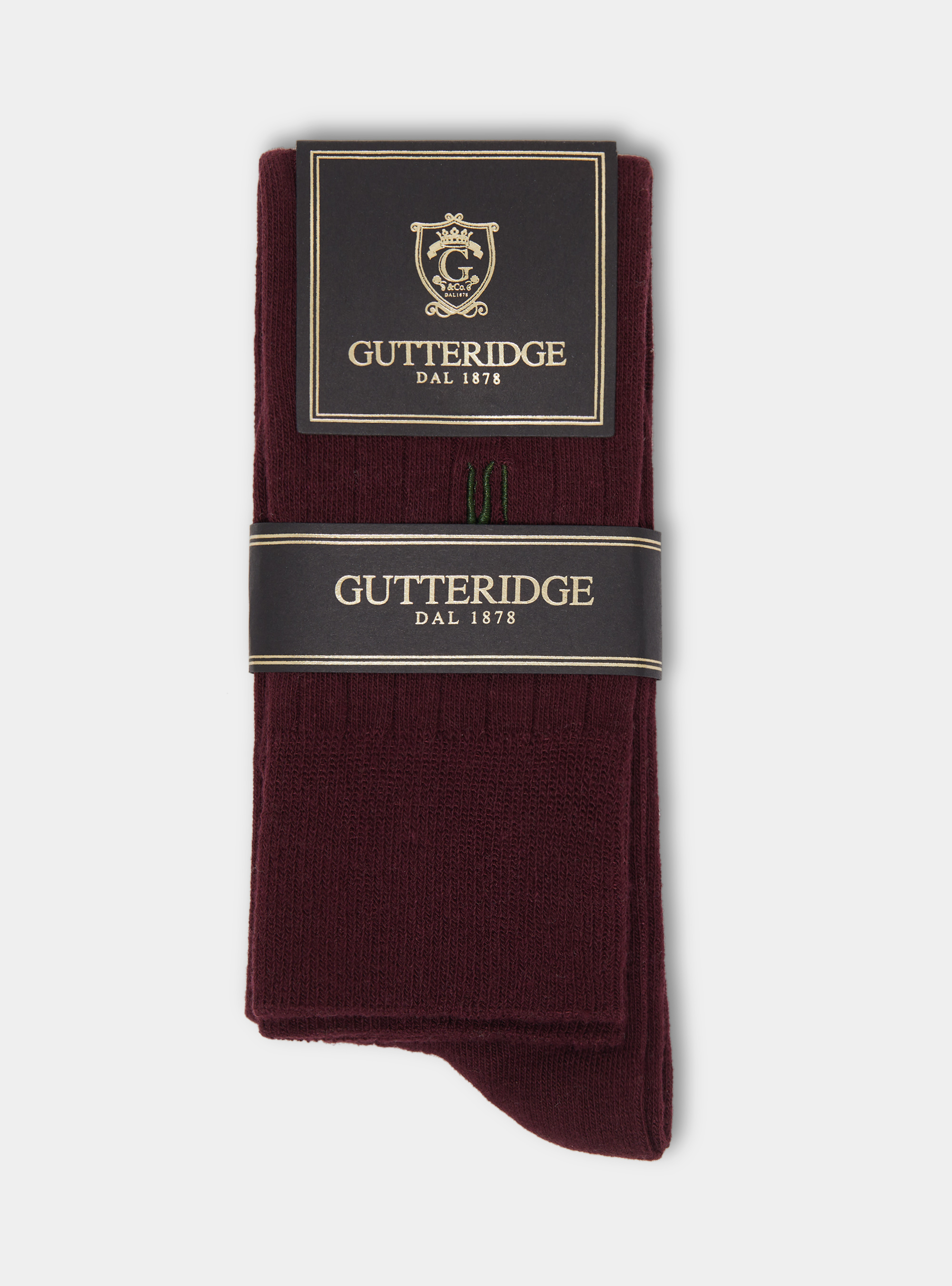 Ribbed socks with embroidery, BORDEAUX