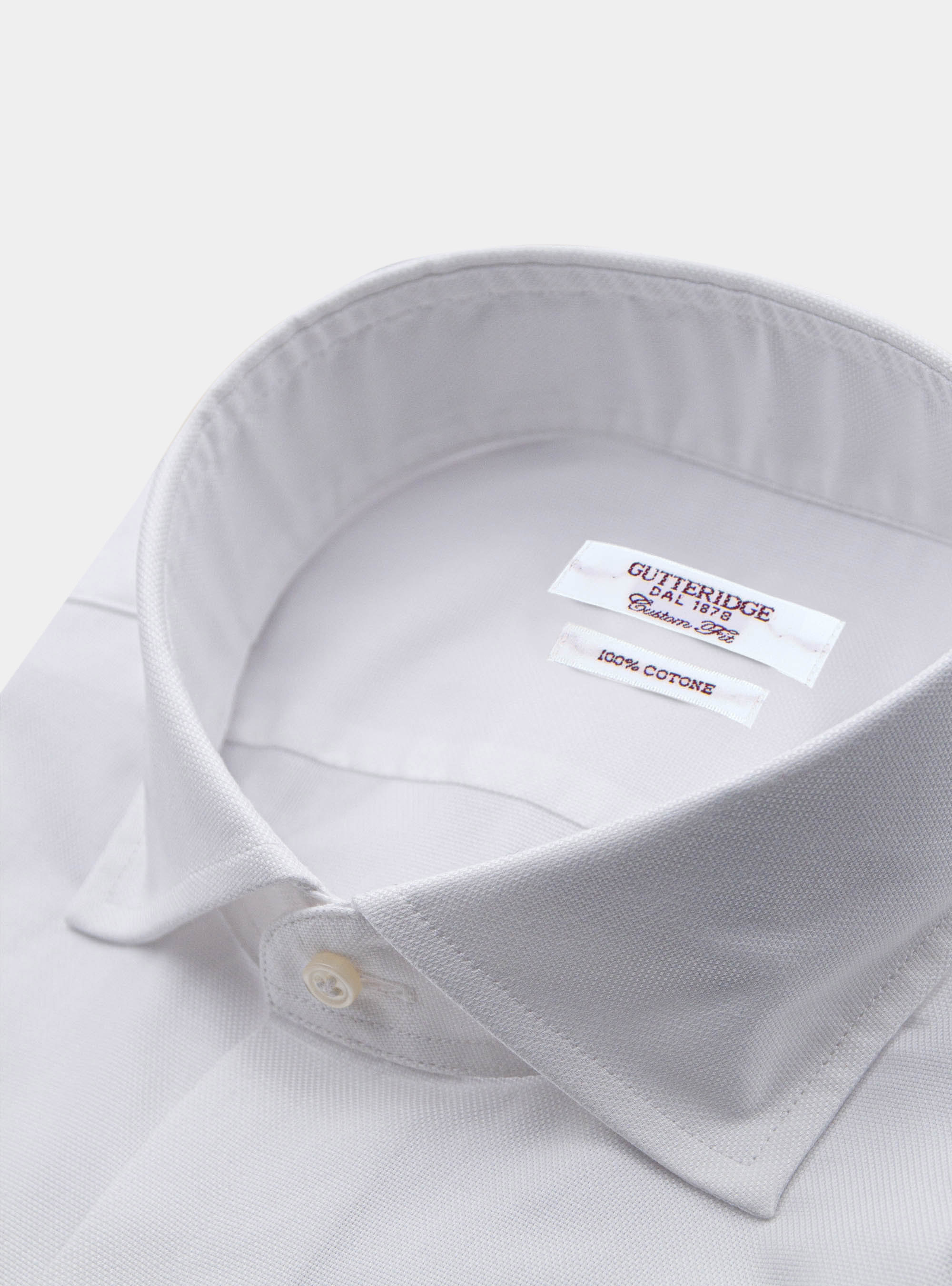 Camicia comfort fit classica in cotone operato, BIANCO