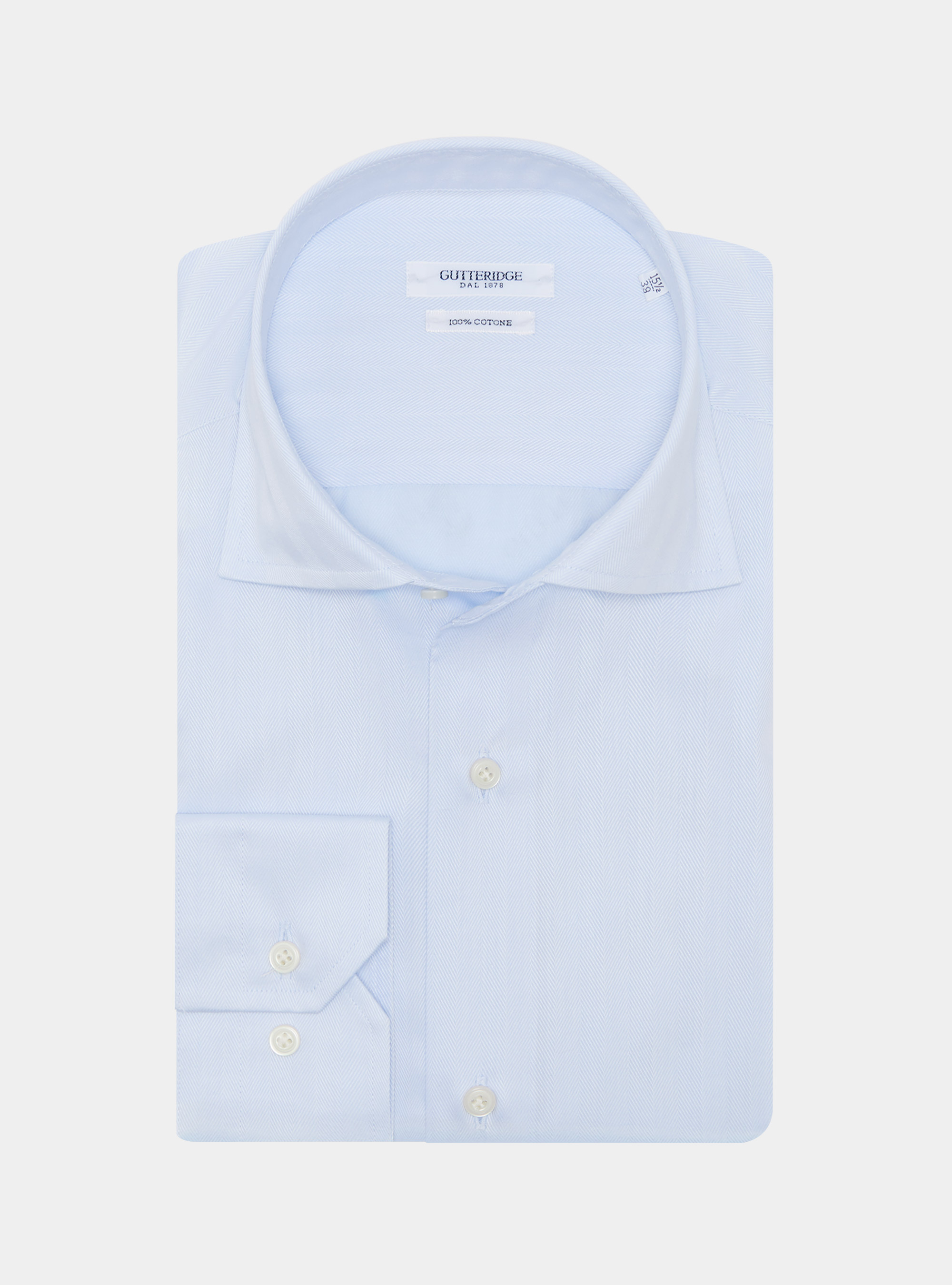 Herringbone shirt in cotton twill, LIGHT BLUE