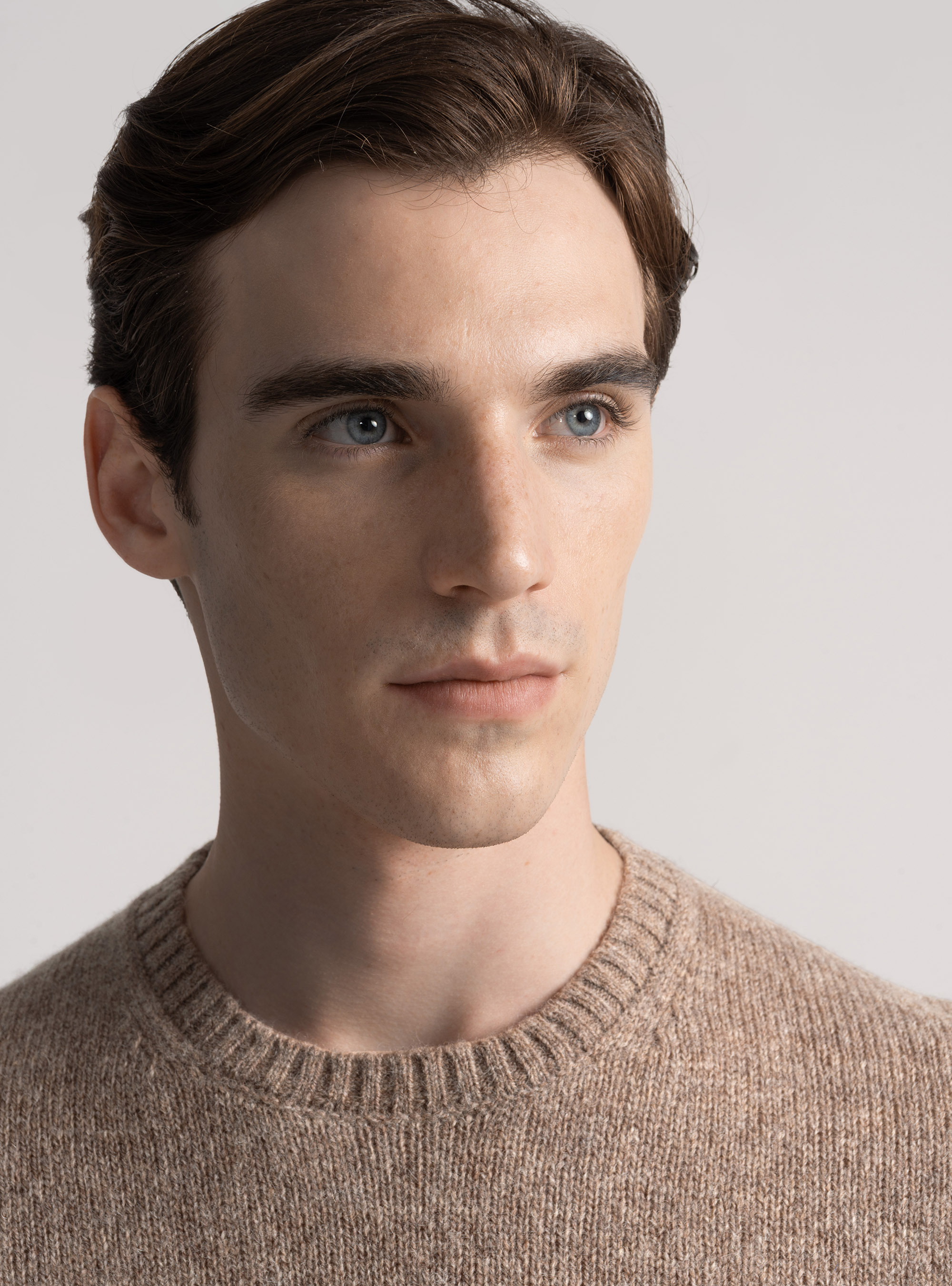 Shetland wool crew-neck sweater, MUD