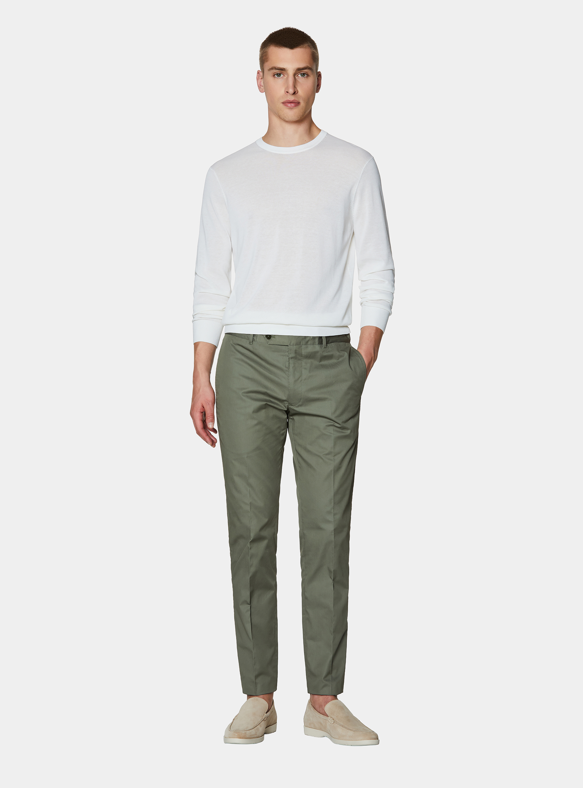 Pantaloni chino in twill leggero, SALVIA 0602C