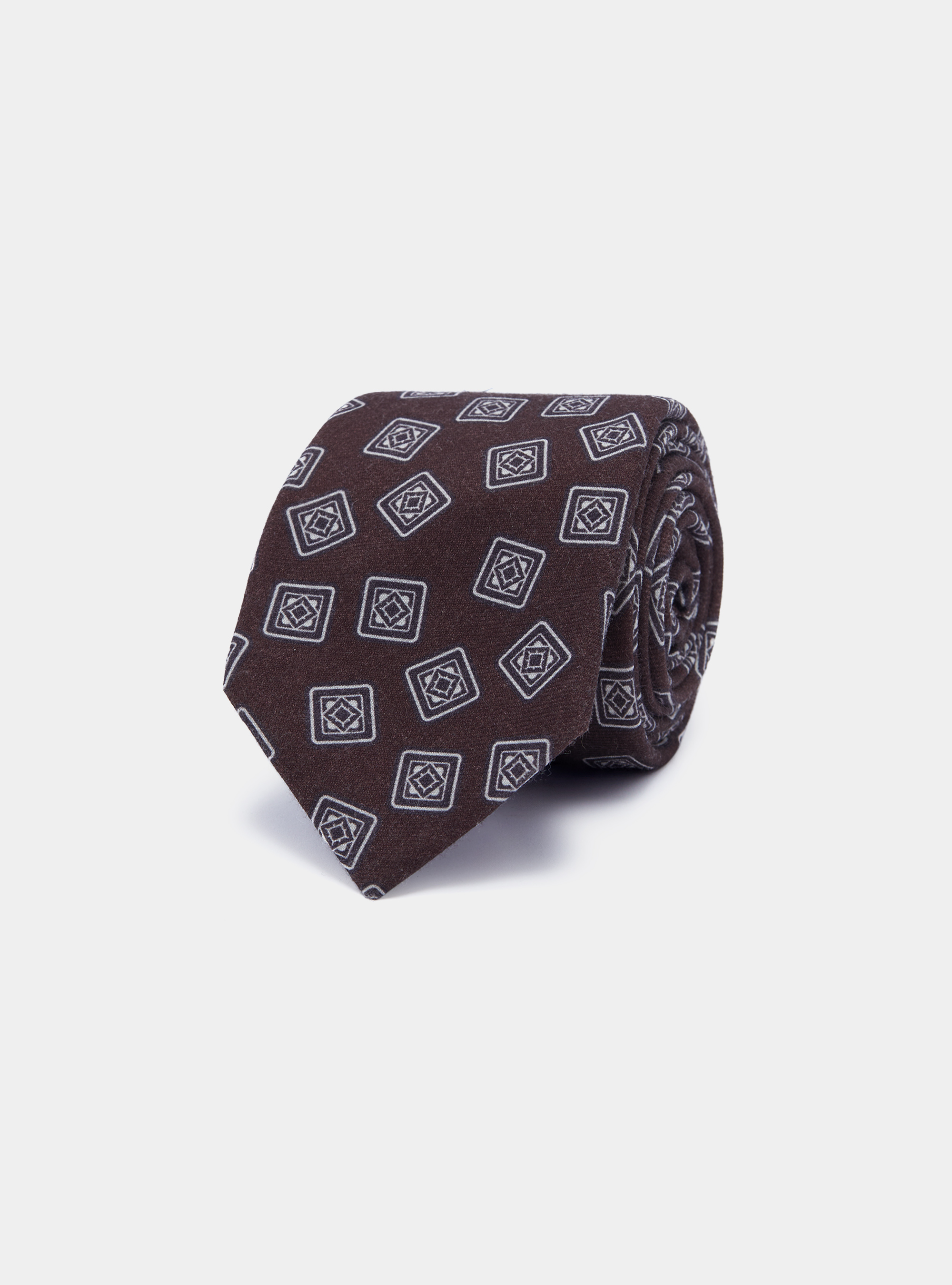 Corbata de lana estampada, MARRON