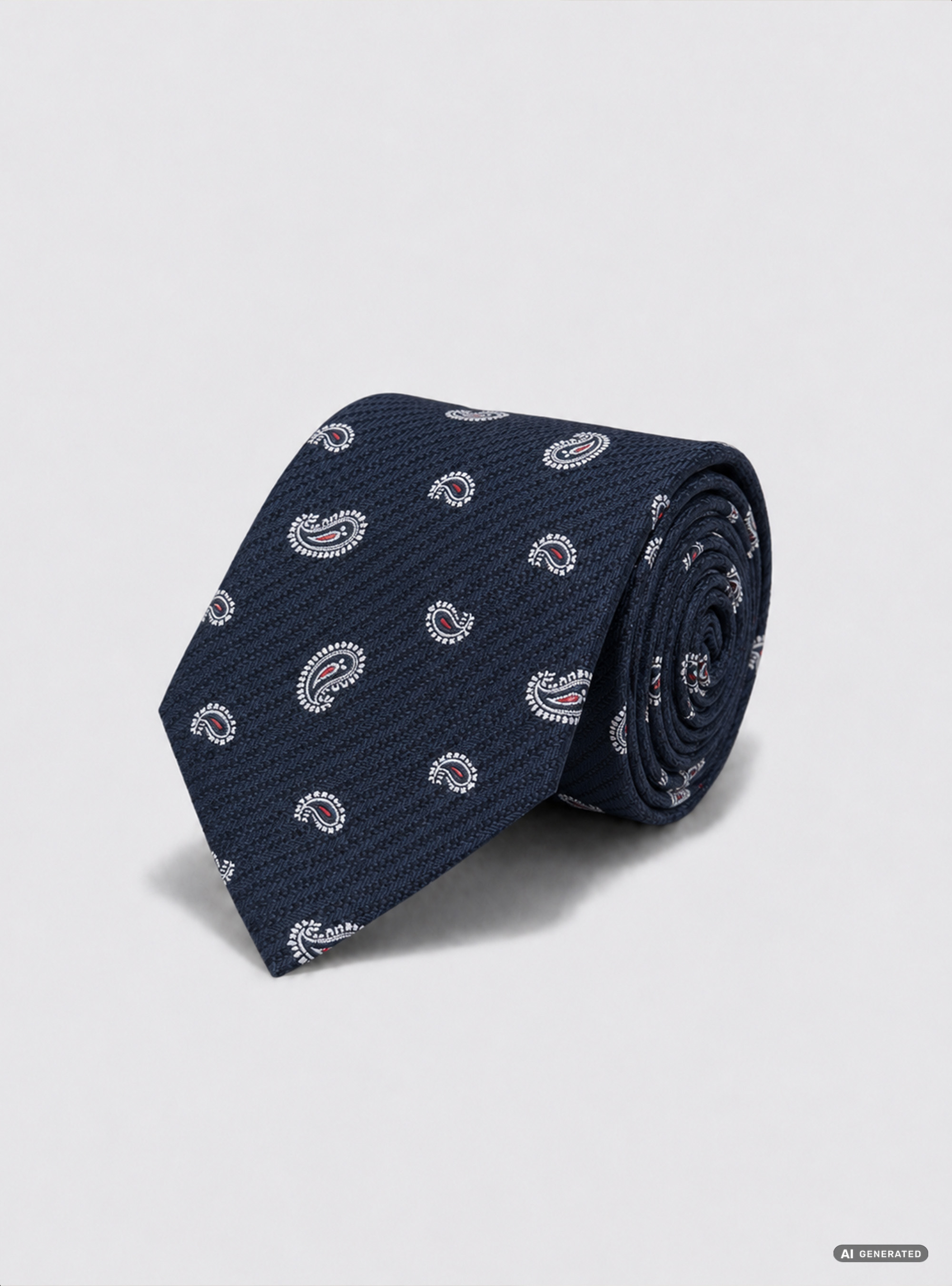 Jacquard silk paisley tie, NAVY BLUE