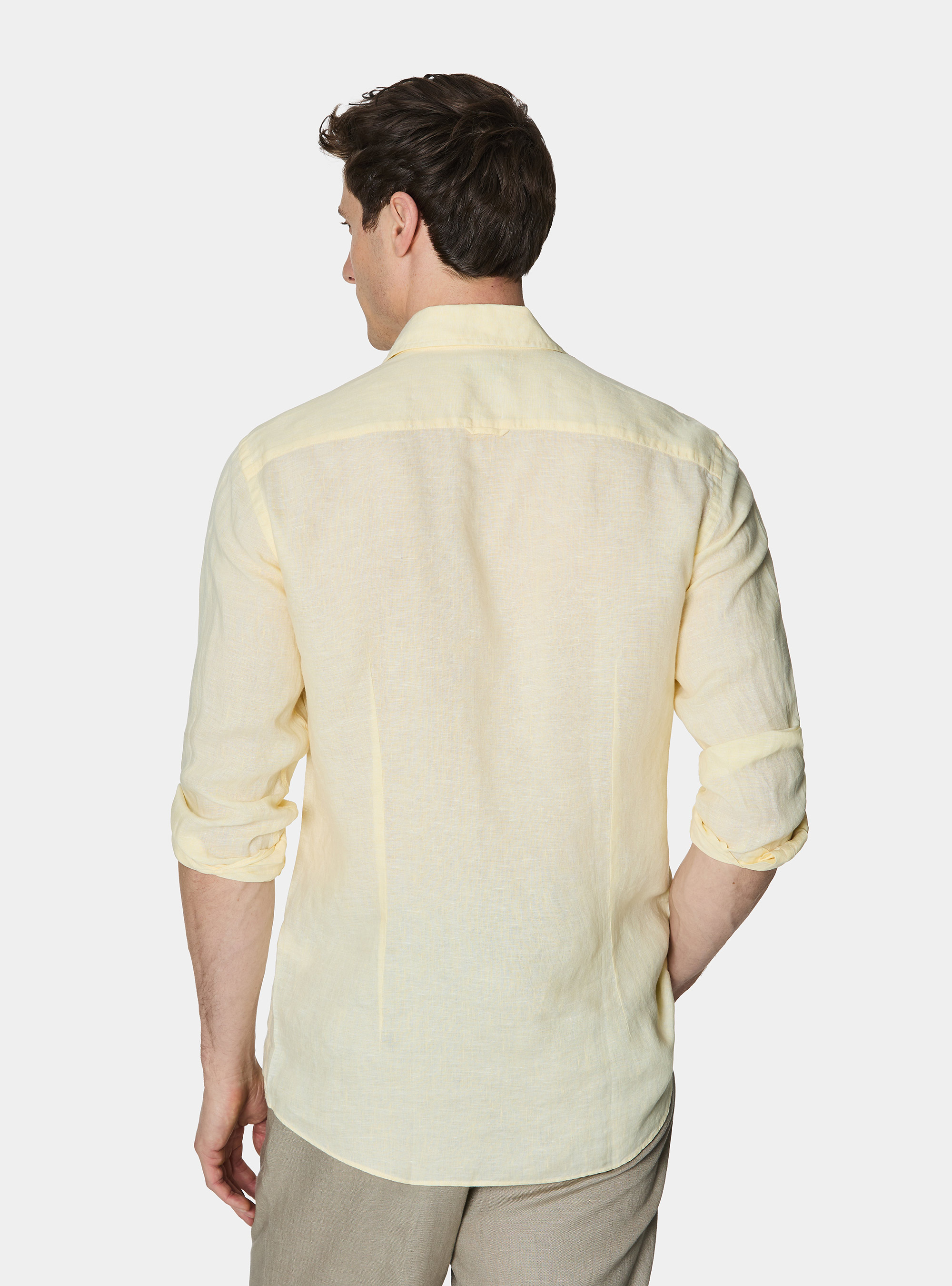 Camicia in puro lino, GIALLO CHIARO 0784C