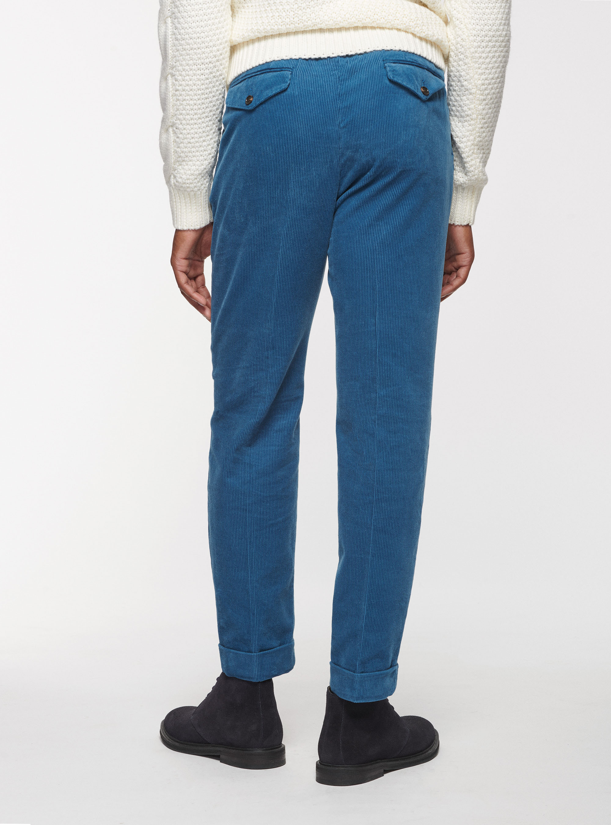 Pantaloni in velluto con pince, 0243C DENIM