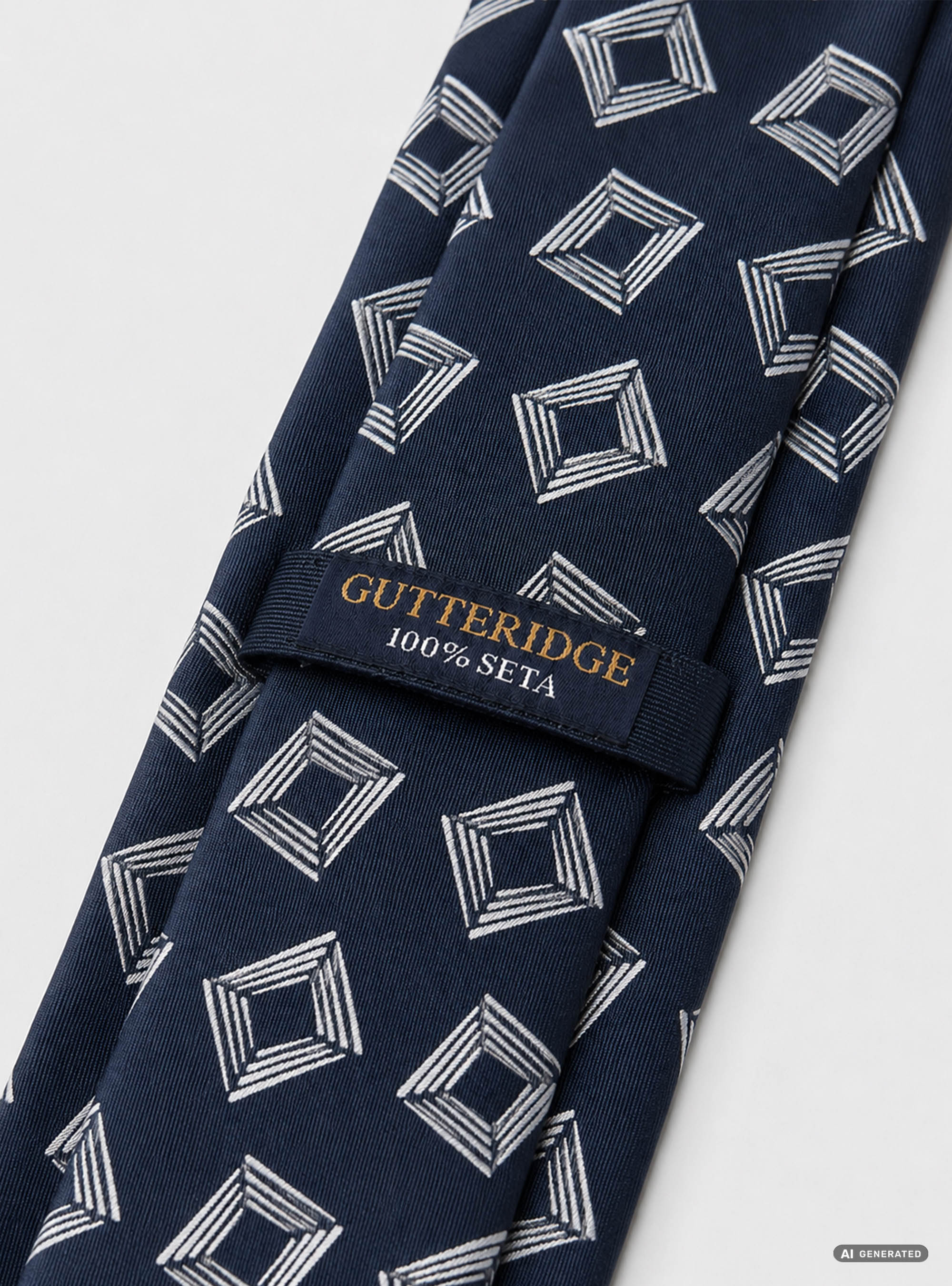 Cravatta in twill di seta macrofantasia geometrica, BLU NAVY