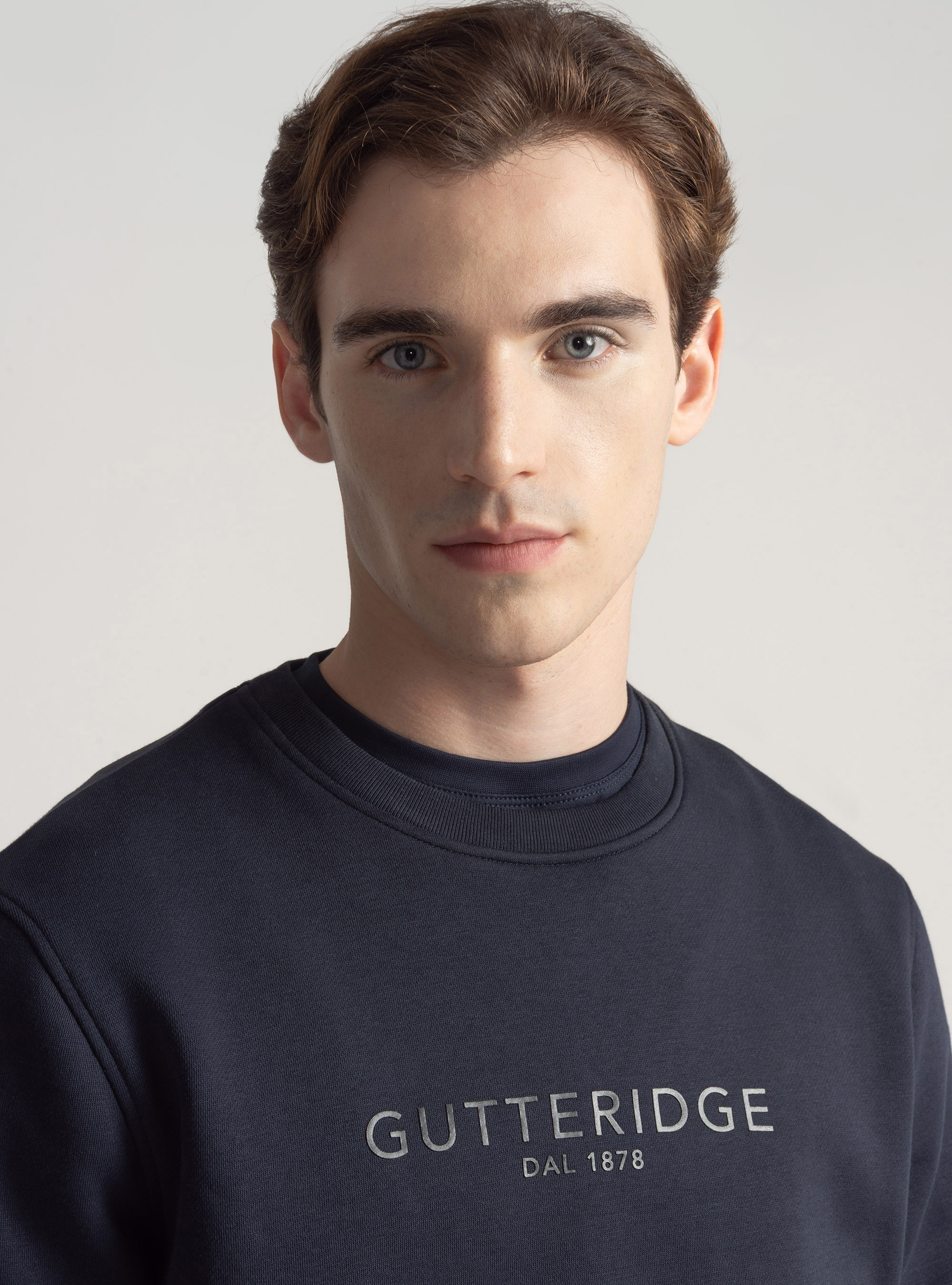 Sudadera de cuello redondo con logotipo, AZUL MARINO