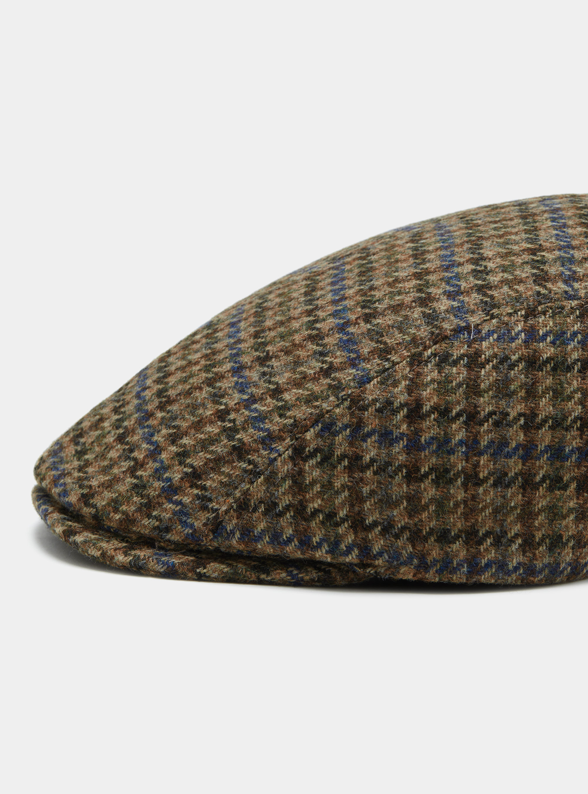 Houndstooth flat cap in pure Shetland wool, MULTICOLOR