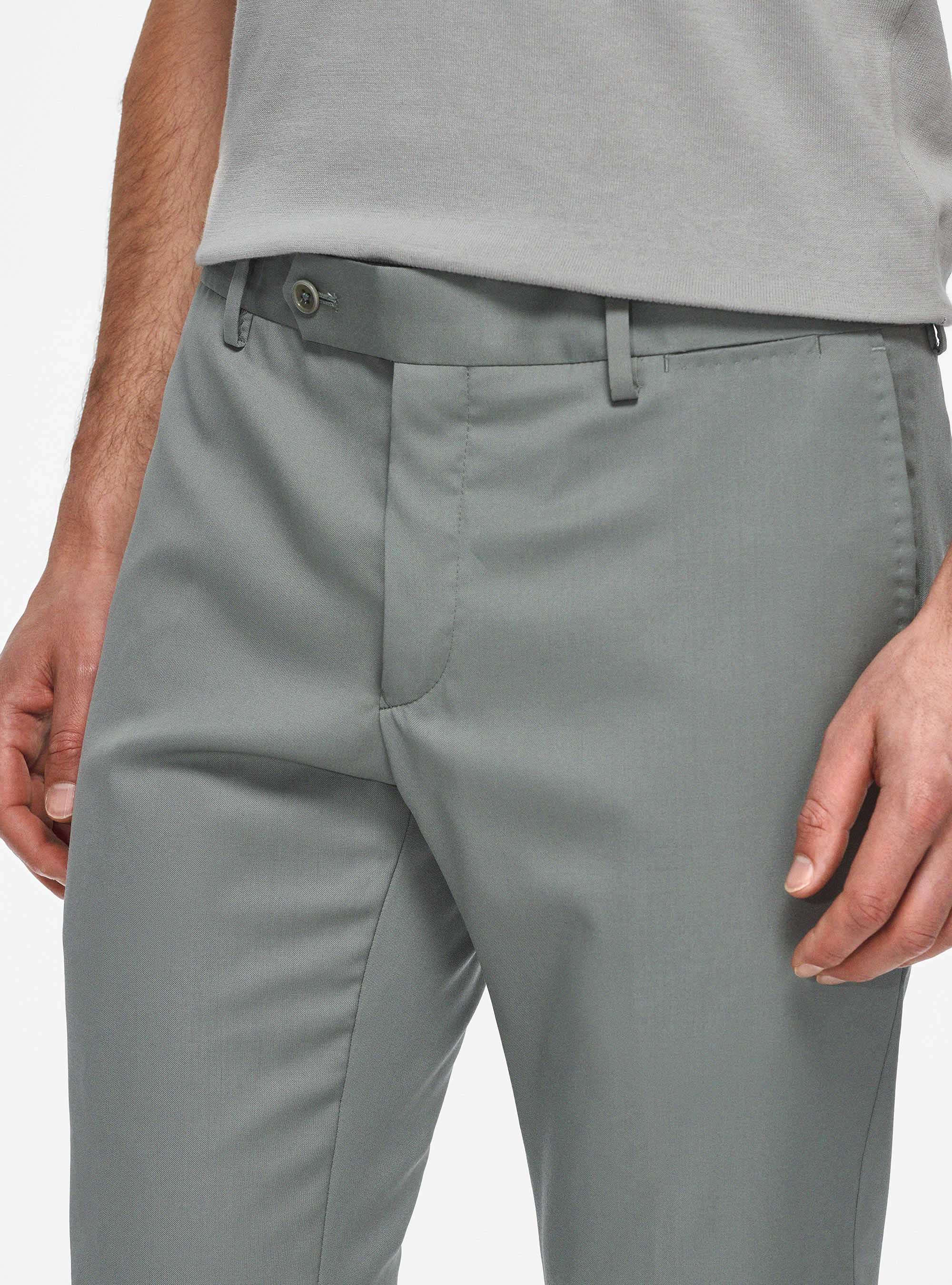 Trousers in pure 110's superfine wool, SALVIA 0602C