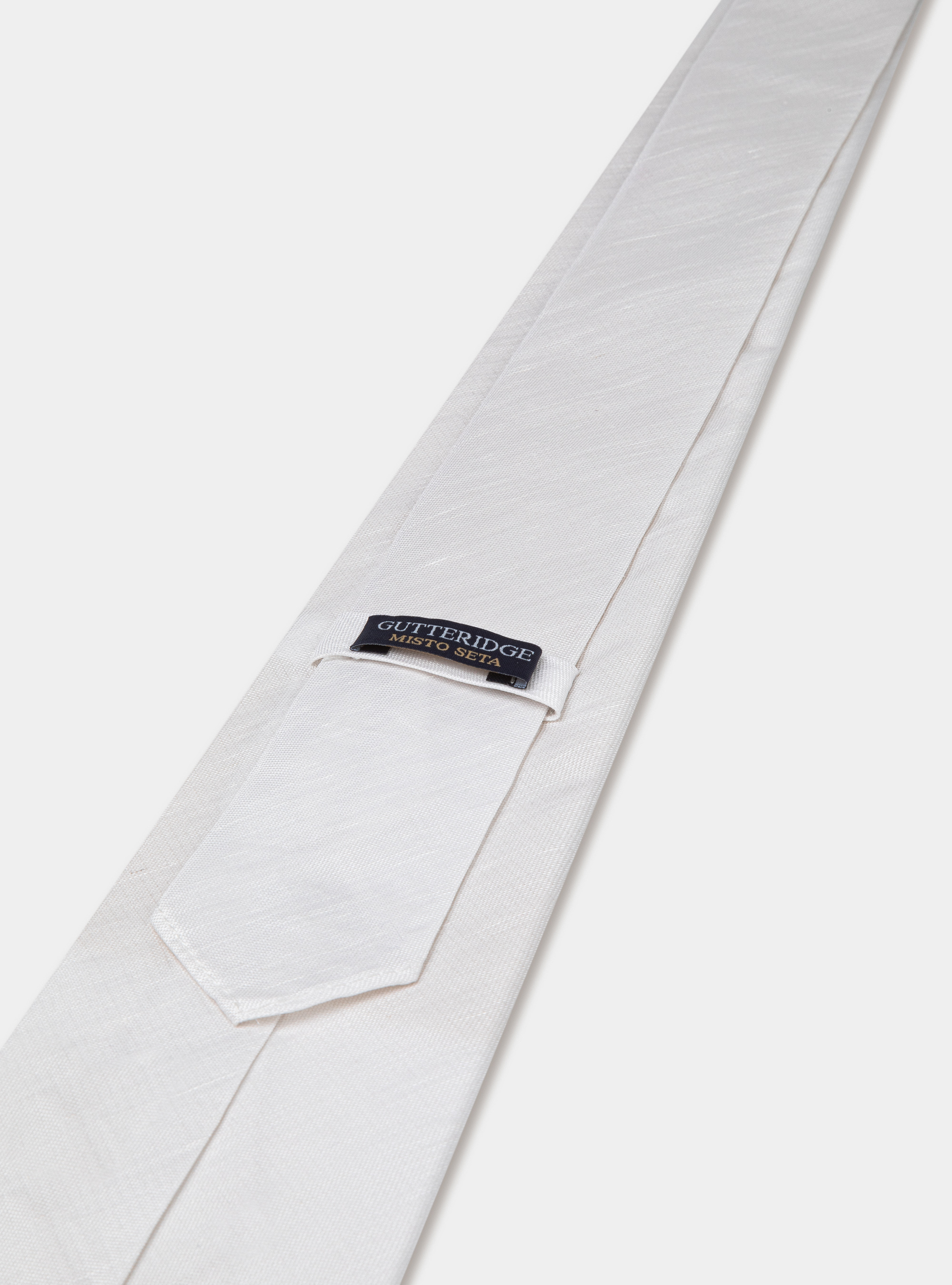 Silk and linen tie, WHITE