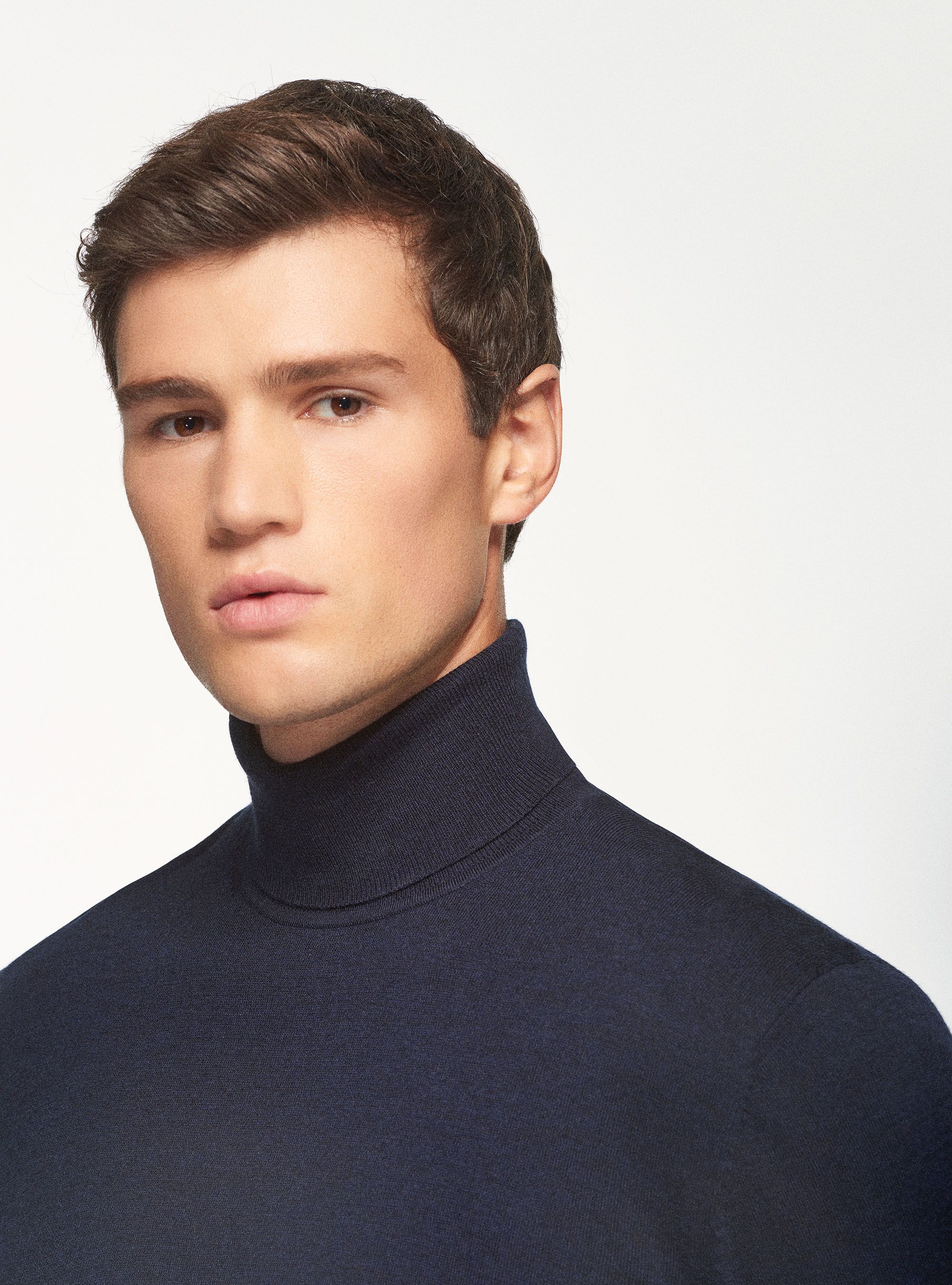 Dolcevita in pura lana merino extrafine, BLU NAVY