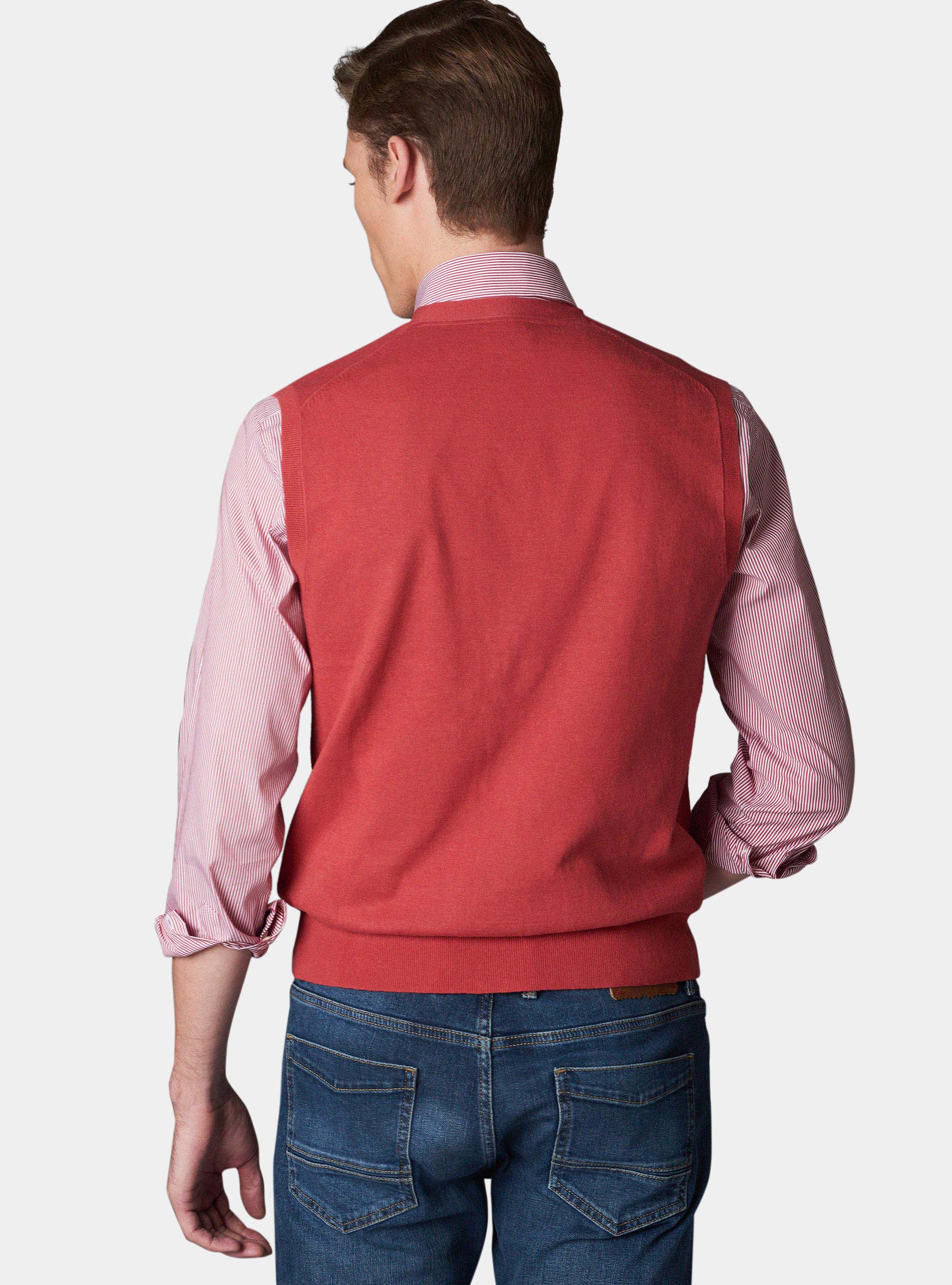 Gilet in maglia in cotone e lino, ARANCIONE