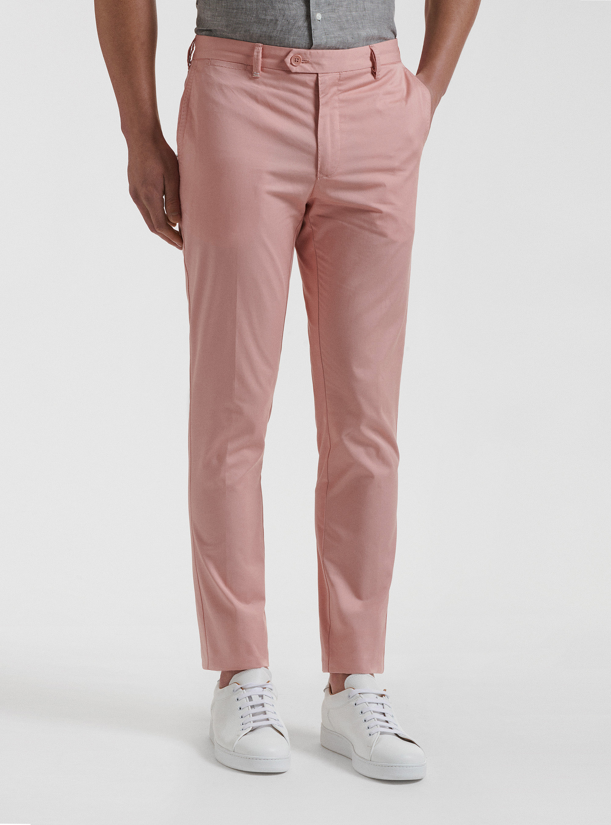 Pantaloni slim fit in twill leggero, 0441C ROSA SCURO