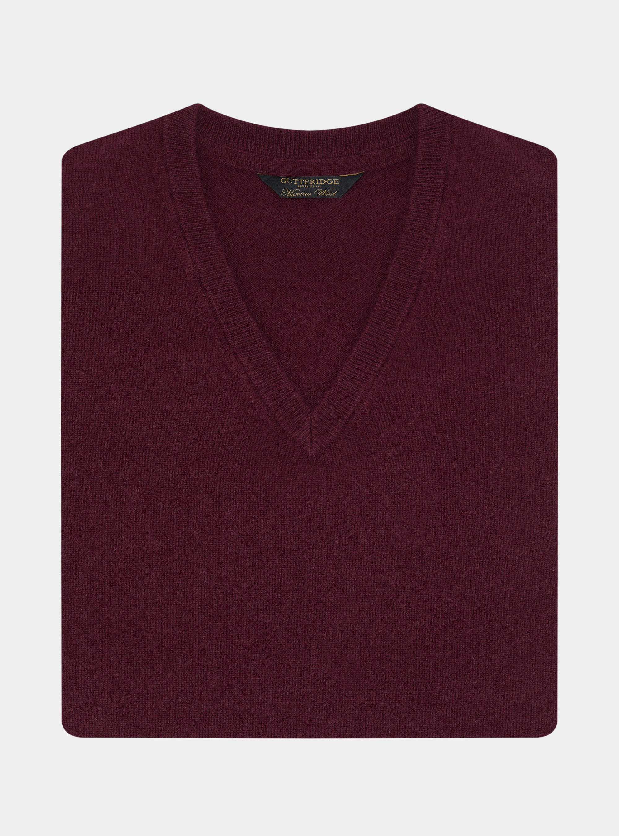 Merino wool V-neck sweater, BORDEAUX