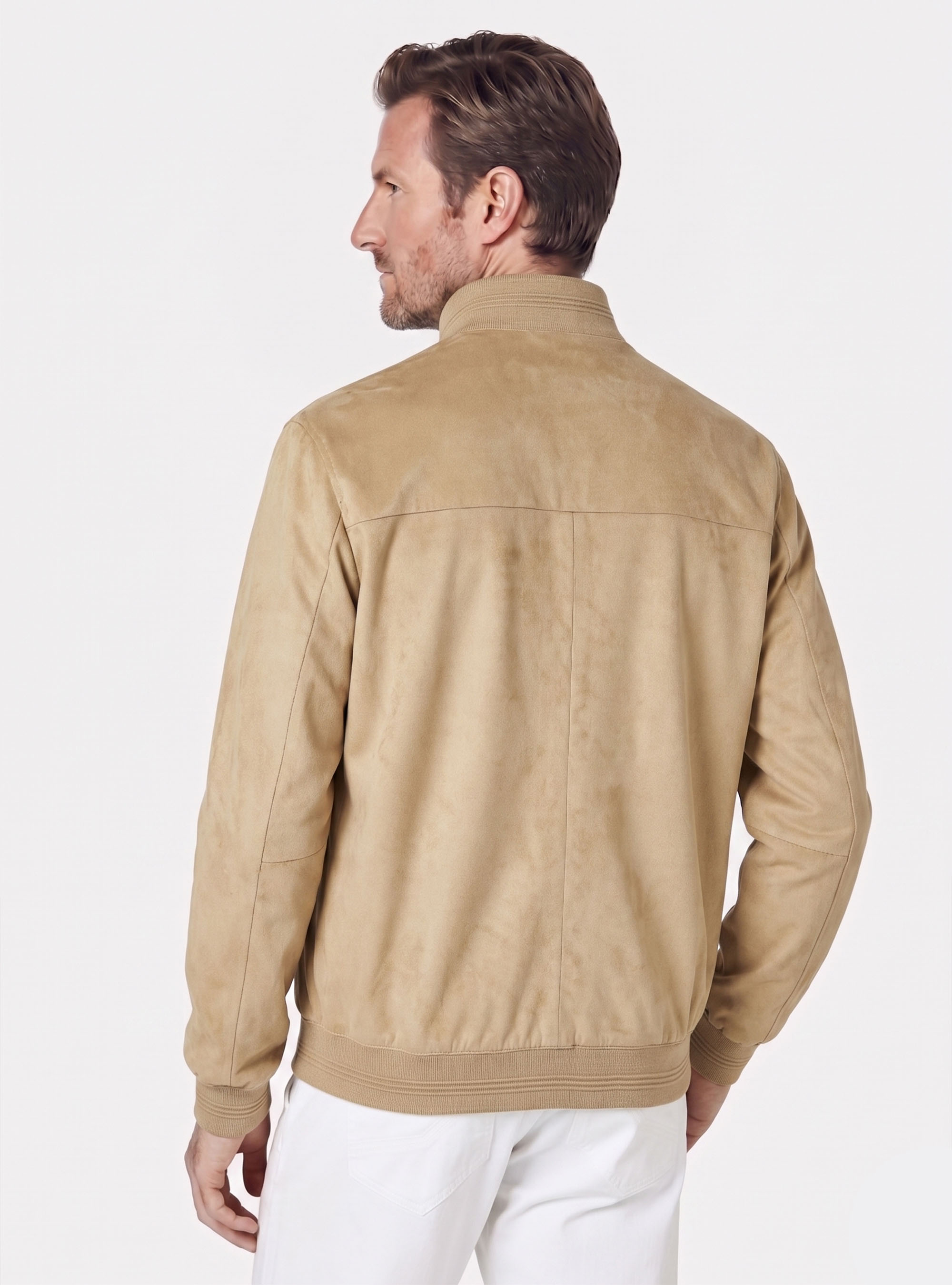 Suede effect bomber jacket, SAND