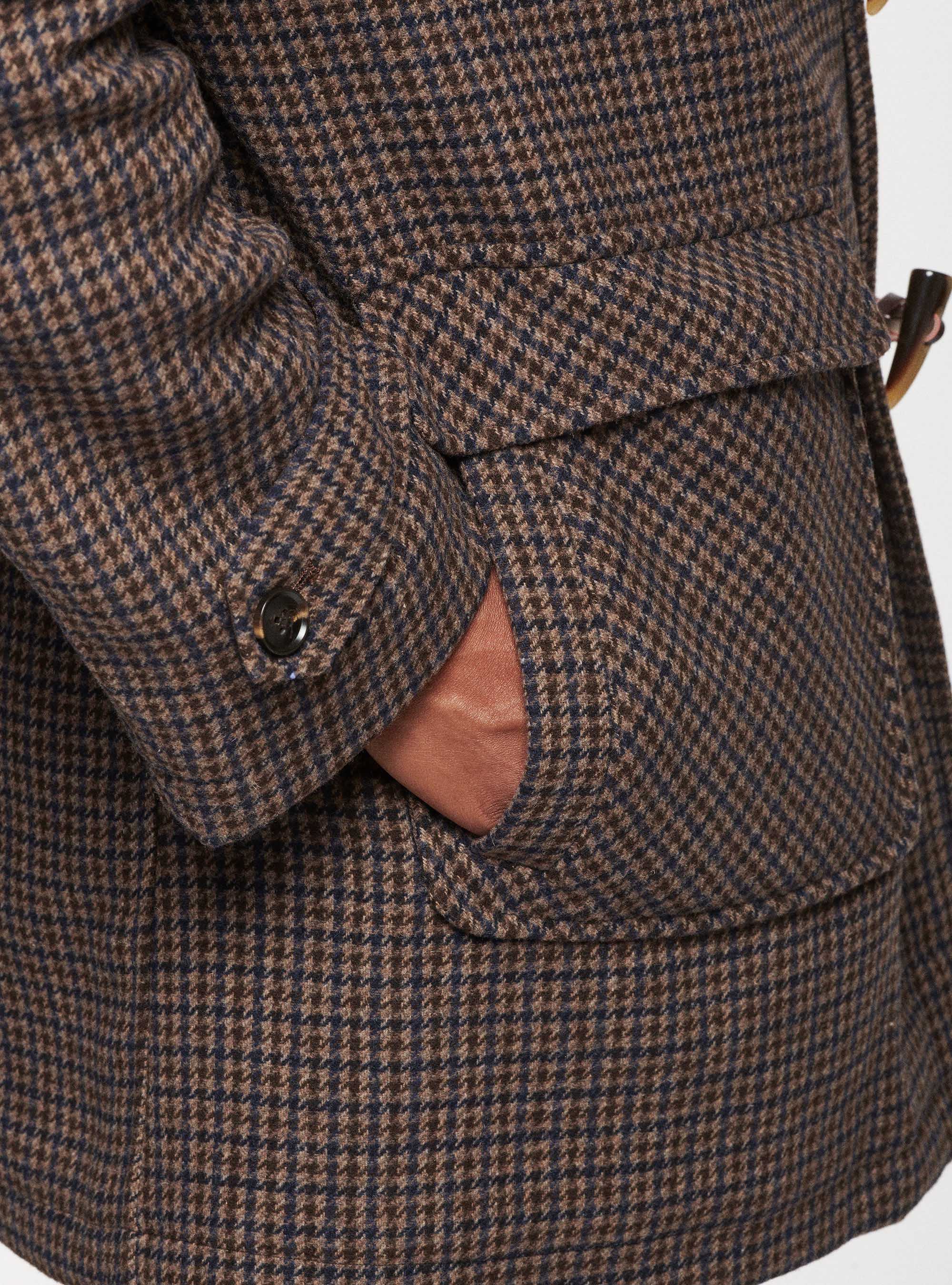 Montgomery in misto lana pied de poule, MARRONE